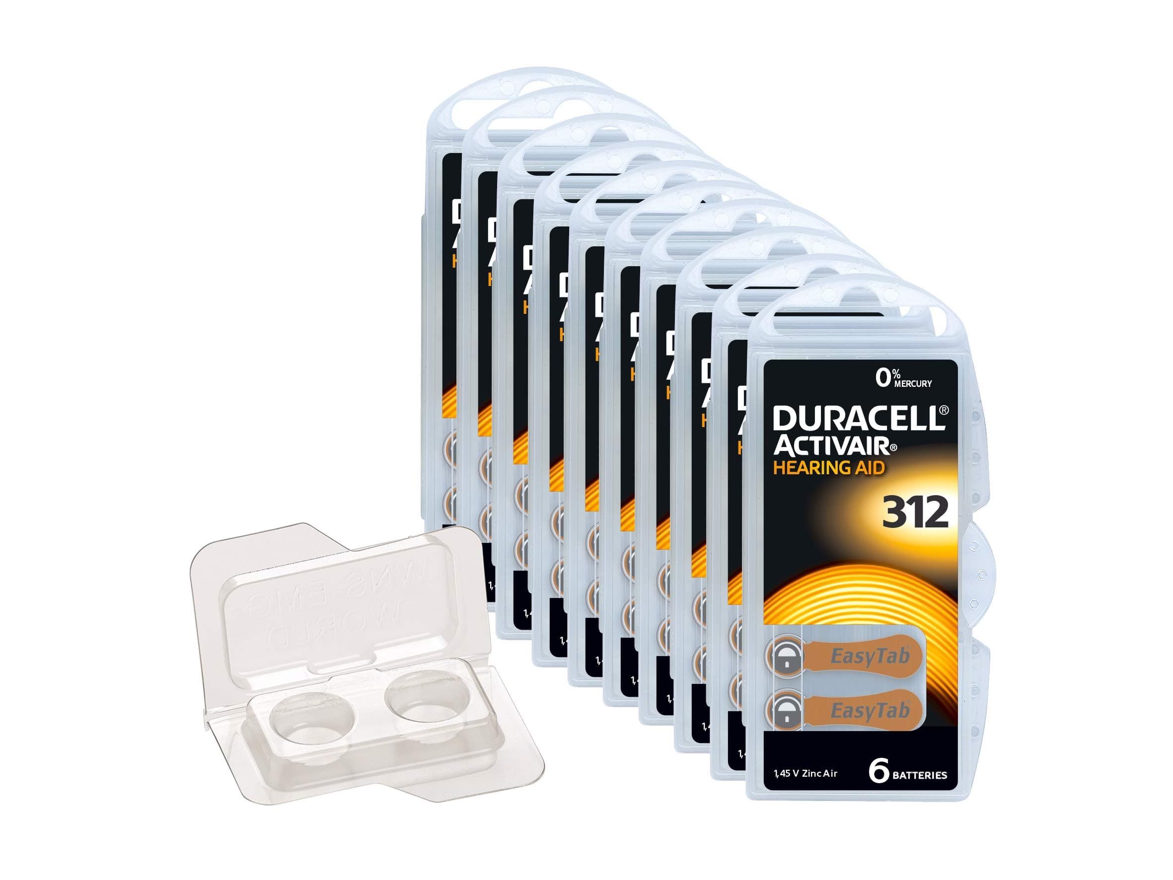 Duracell Activair Type 312 Hearing Aid Batteries Pack of 60 | Reliable Performance | Long Life | Mercury Free | EasyTab Technology