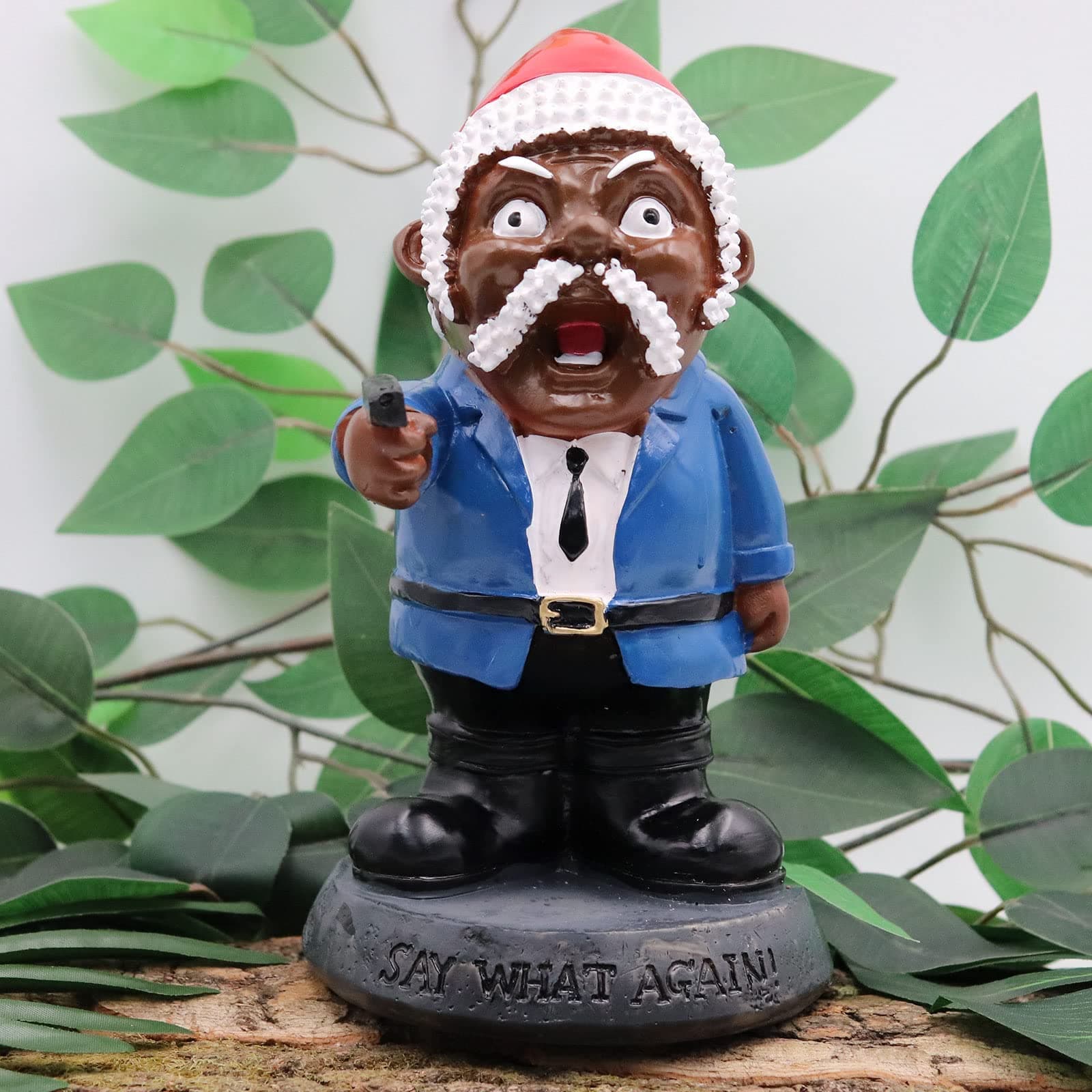 Military Garden Gnome - Say What Again! Funny War Soldier Statue, Army Black Man Dwarf Gangster, Resin Novelty for Indoor Outdoor Lawn Yard Decorations