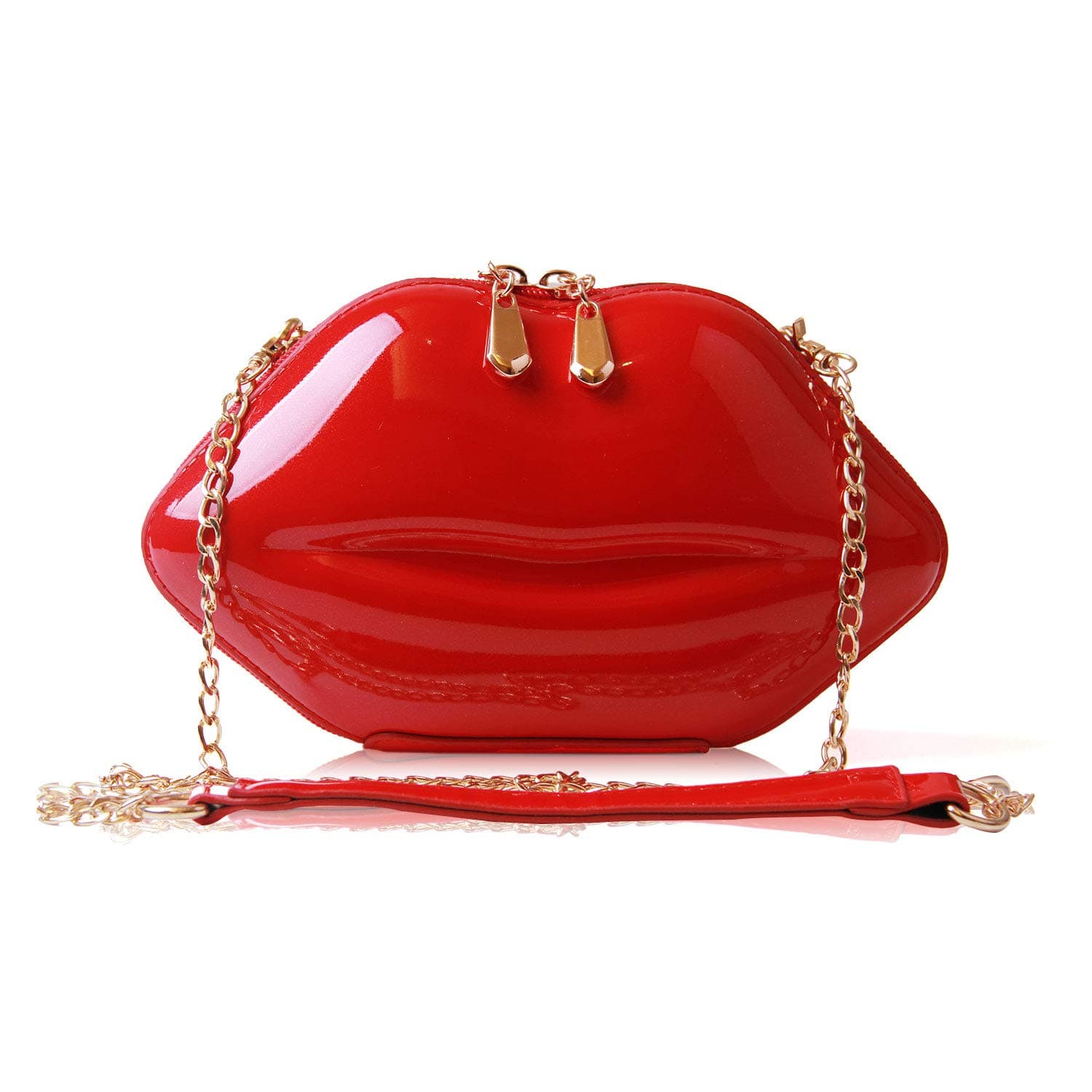SUKUTUNew Women's Lips Evening Wedding Clutch Purses, Leather Crossbody Vintage Banquet Handbag with Chain-strap for Ladies