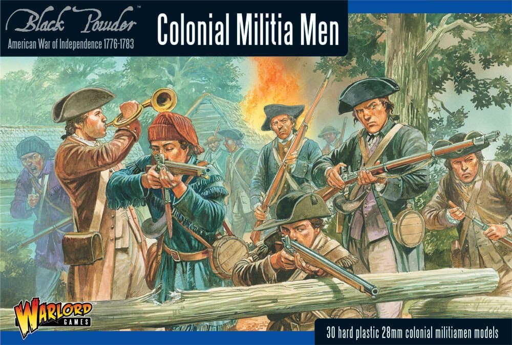 Black Powder Revolutionary War Colonial Militia Men 1:56 Military Wargaming Plastic Model Kit 302013402