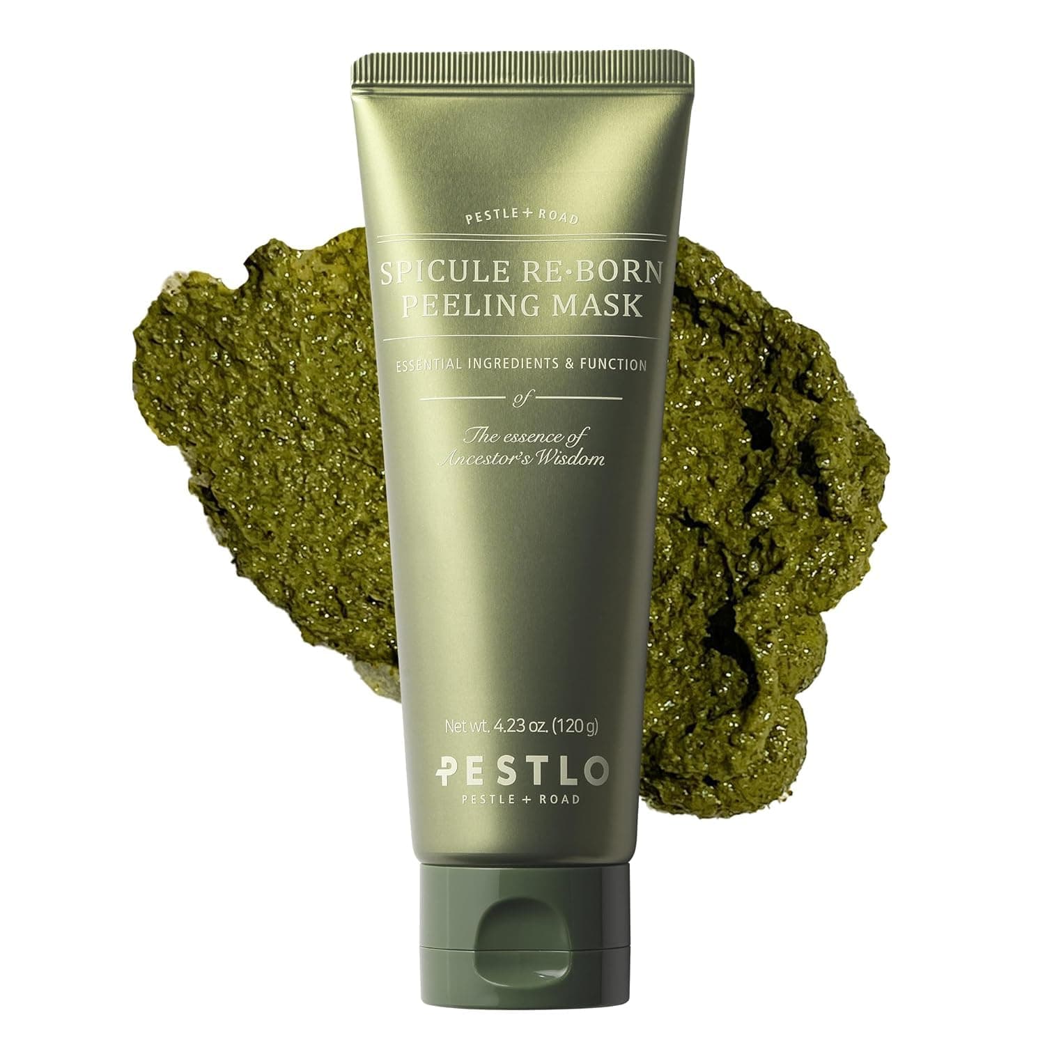 PESTLO Spicule Reborn Exfoliating Peeling Mask for Korean Glass Skin – Natural Marine Spicules, Green Tea & Wormwood for Gentle Exfoliation, Pore Care, Hydration & Radiant Skin, 4.23 oz (120ml)