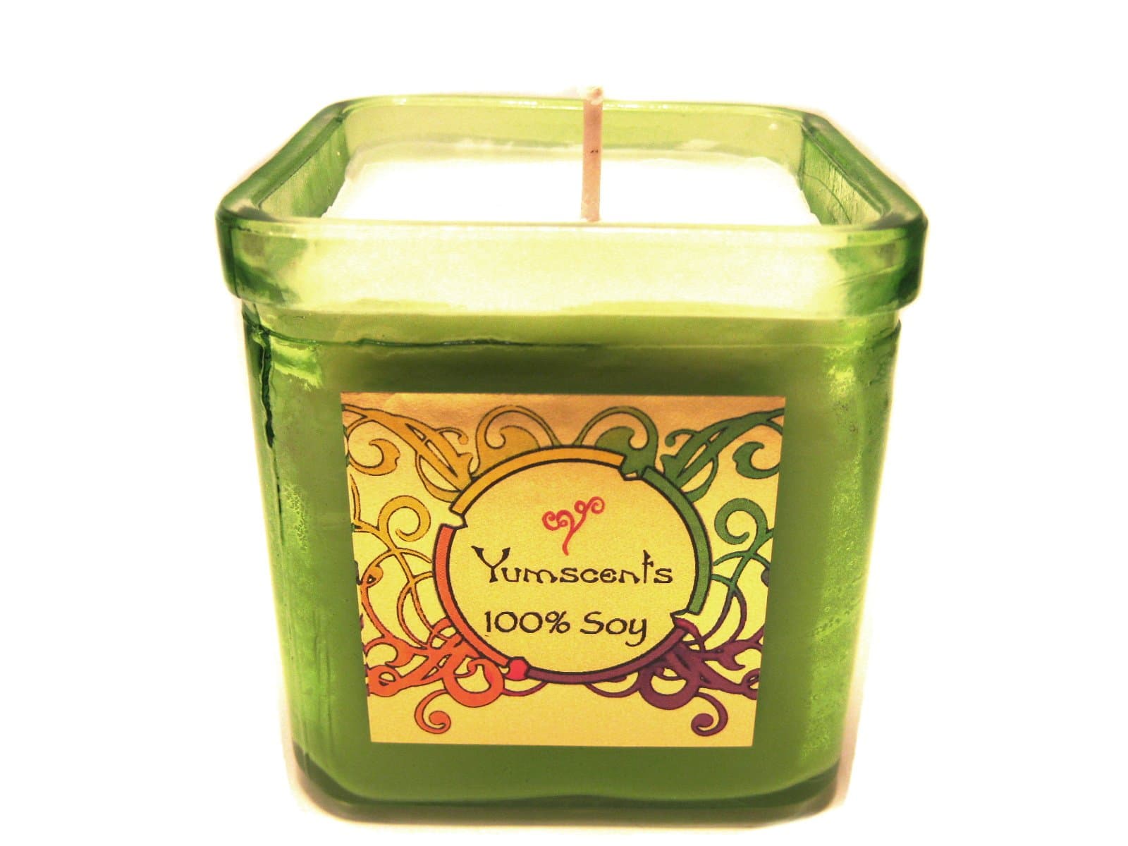 Yumscents Ginger and Pear Soy Candle in Decorative Green Recycled Glass Container, 8-Ounce