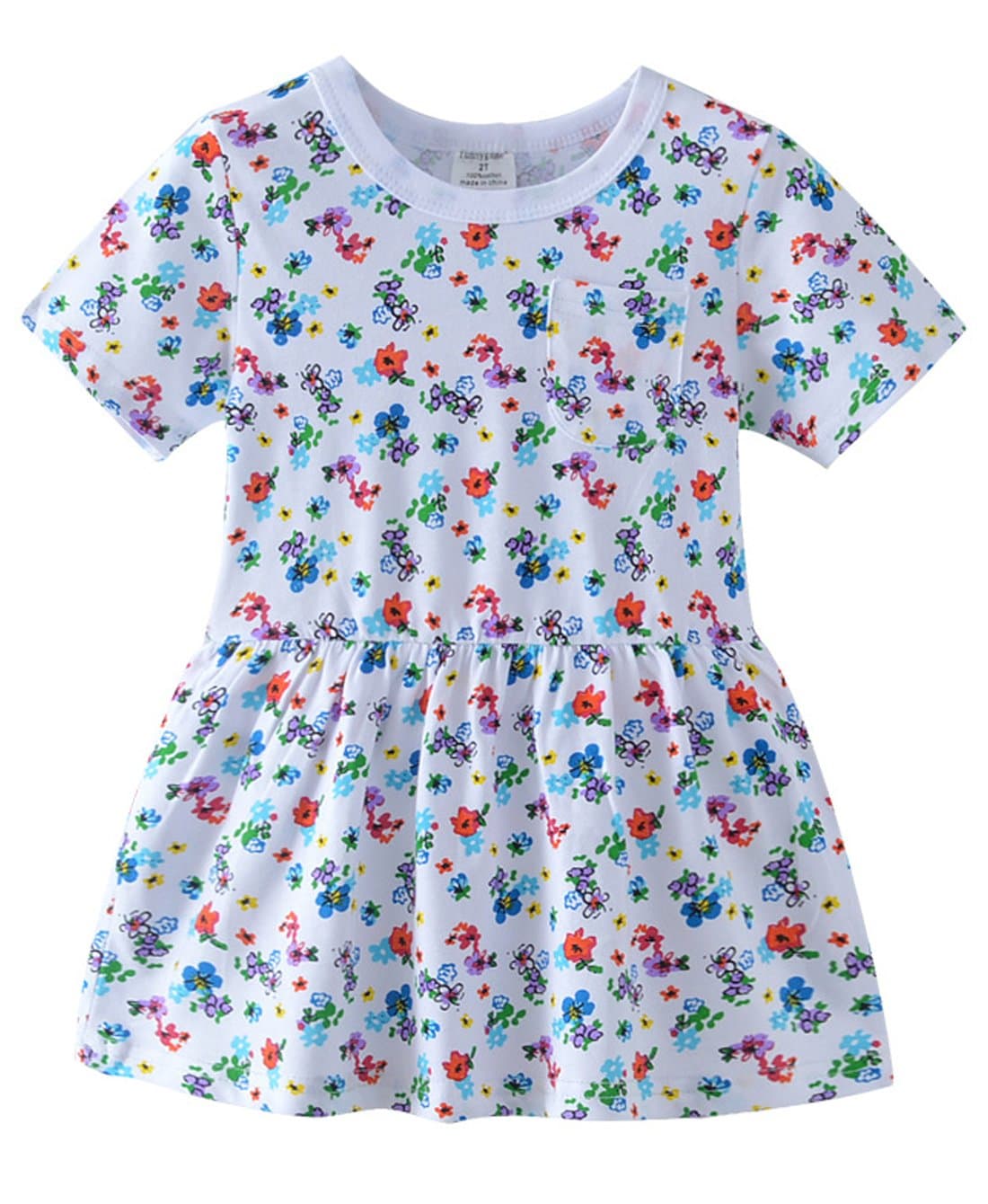 LELEYA Kids Girls Summer Cotton Cute Animal Print Short Sleeve Casual Dress for Toddler