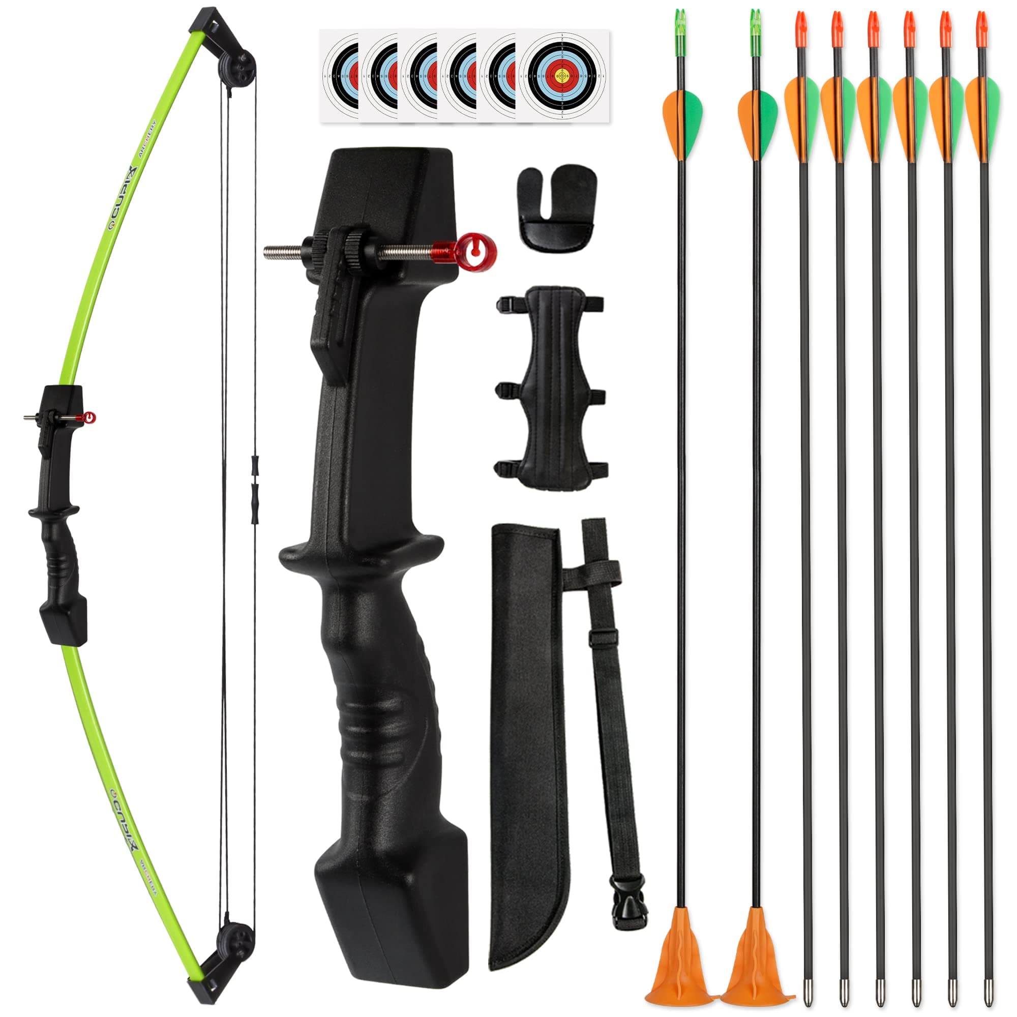 The7boX 18lb Bow and Arrow for Teens Beginner Archery Set Dual Arrow Rest for Left and Right Hands, Equipped with 6 Blunt Arrows 2 Sucker Arrows