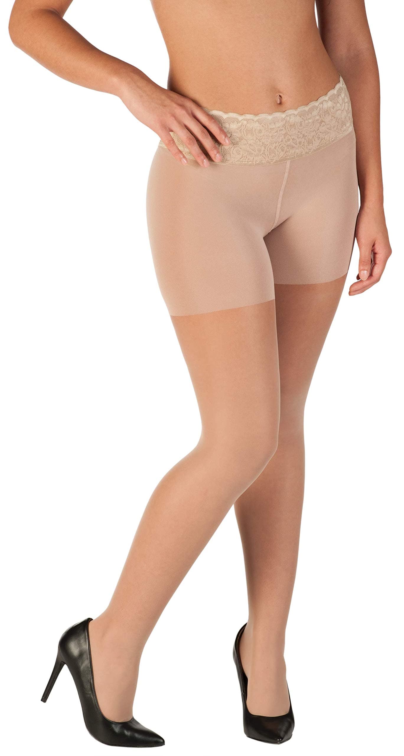 Hipstik Sheer Pantyhose for Women | Sheer Tights with Comfort Lace Top | Non Control Top Pantyhose | Nylon Sheers Hosiery