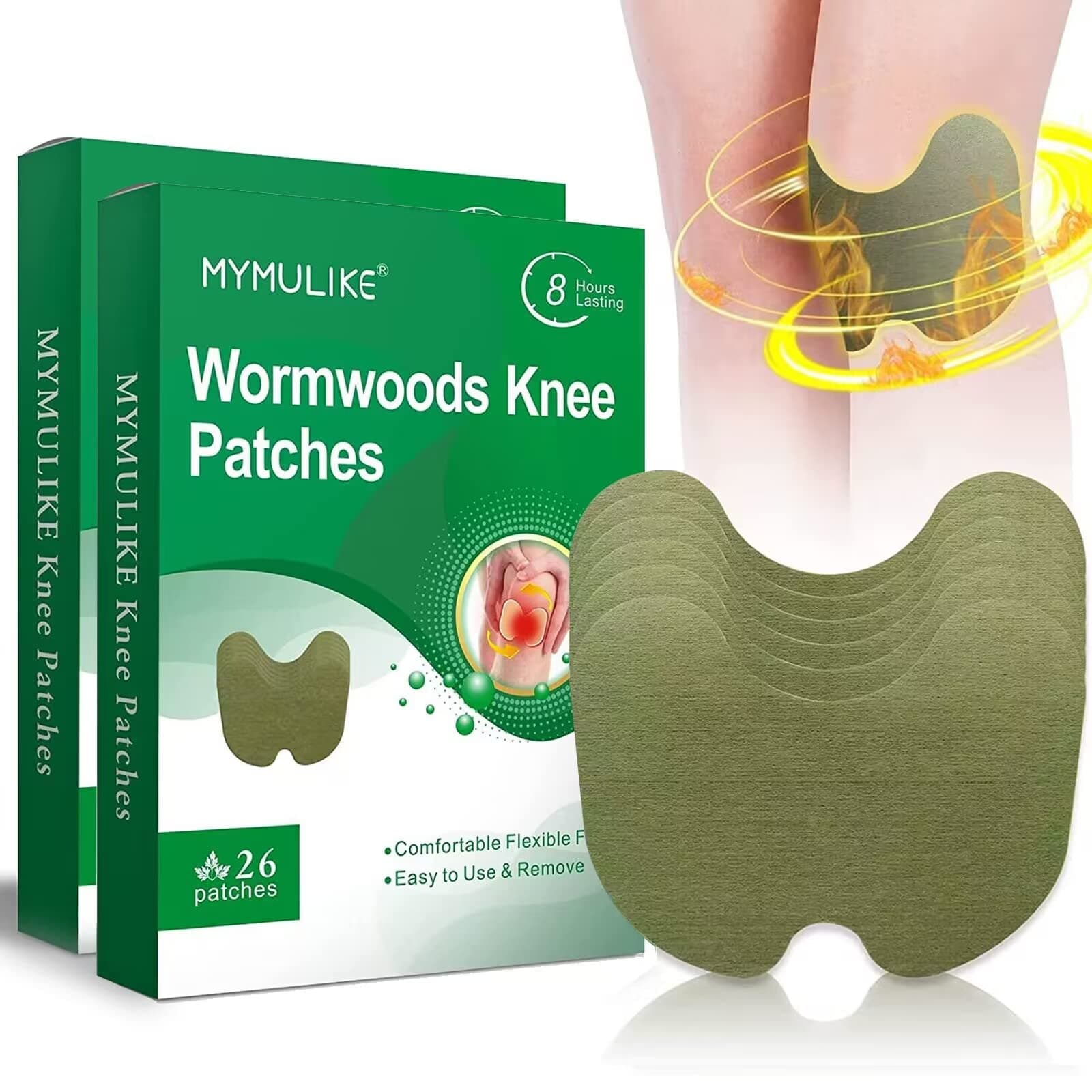 Mymulike Knee Patches 52 Count, Warming Herbal For Knee, Natural Patch, Wormwood Extract Sticker Back, Neck, Shoulder