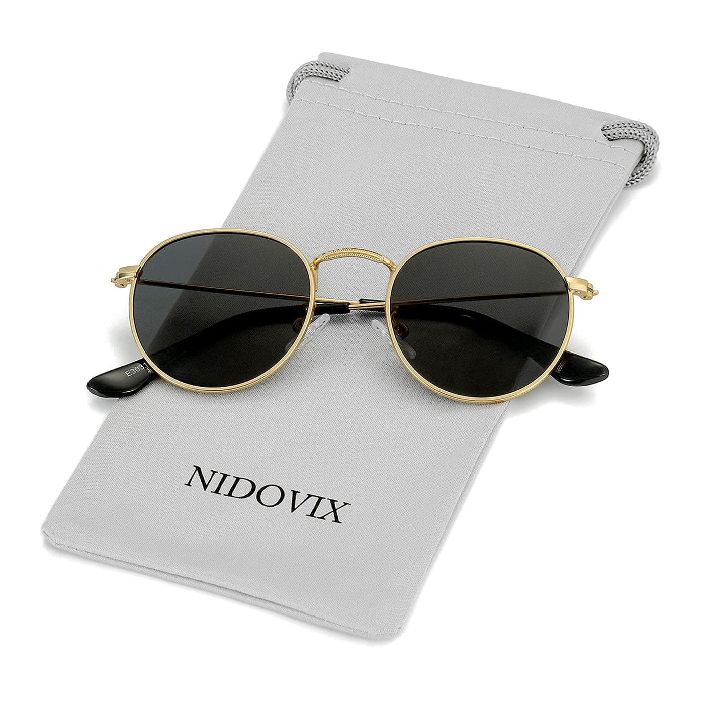 NIDOVIX Kids Polarized Sunglasses Classic Metal Frame for Baby Boys Girls Age 0-18, Three Sizes, 100% UV Protection, B1 Gold/Grey, lenswidth