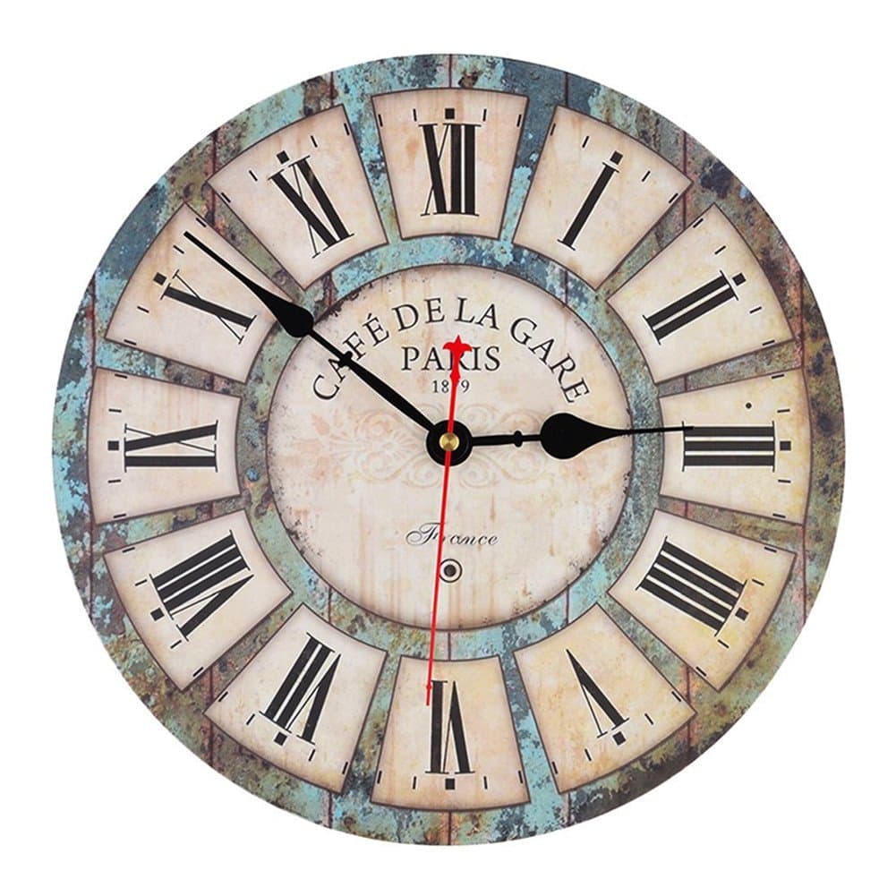 Wall Clcok Cristaly 12-Inch Silent Wall Wooden Clock French Country Tuscan Style Roman Numeral Design Clock Wall Decorative Clocks for Bedroom Living Room Bathroom Office Cafe …