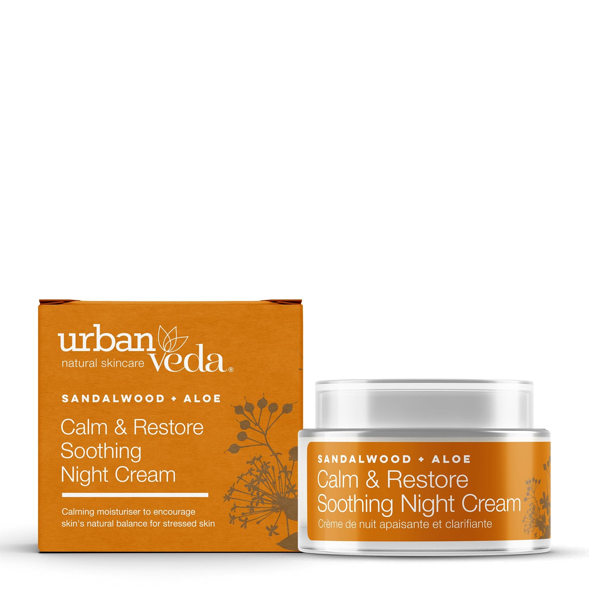 Urban Veda Clam & Restore Soothing Night Cream| Sandalwood & Aloe Vera | For Dry, Sensitive and Inflamed Skin |Anti Aging| Collagen Face Cream | Moisturiser Face Women and Men | Vitamin C Glow | 50 ML