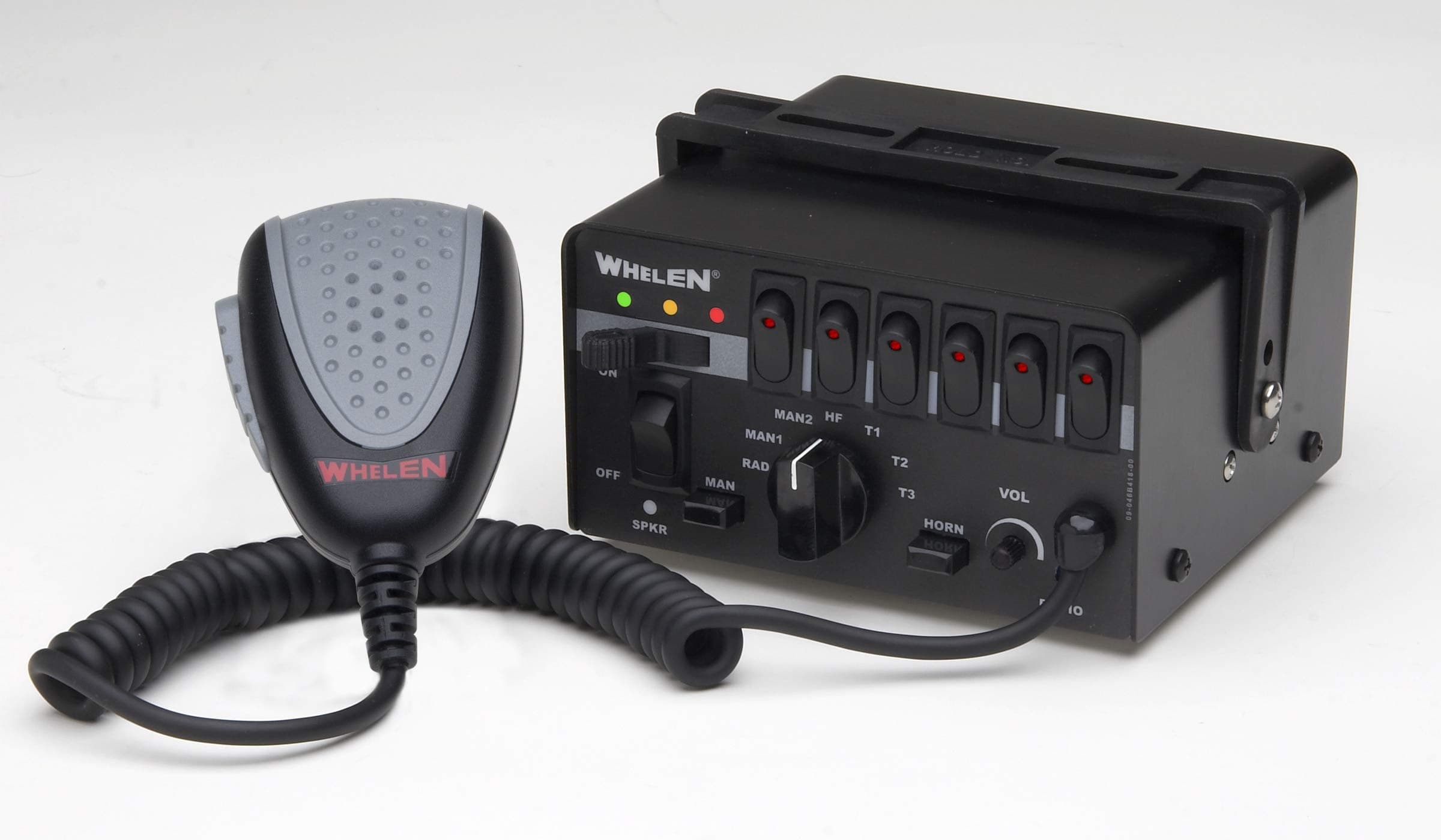 Whelen, Epsilon Series, Full Funtion Siren and Light Controller Up to Two 100 Watt Speakers, 9 Siren Tones, 4 Position Slide and 9 Switches, Includes Noise Cancelling Microphone, Part# EPSL2S9