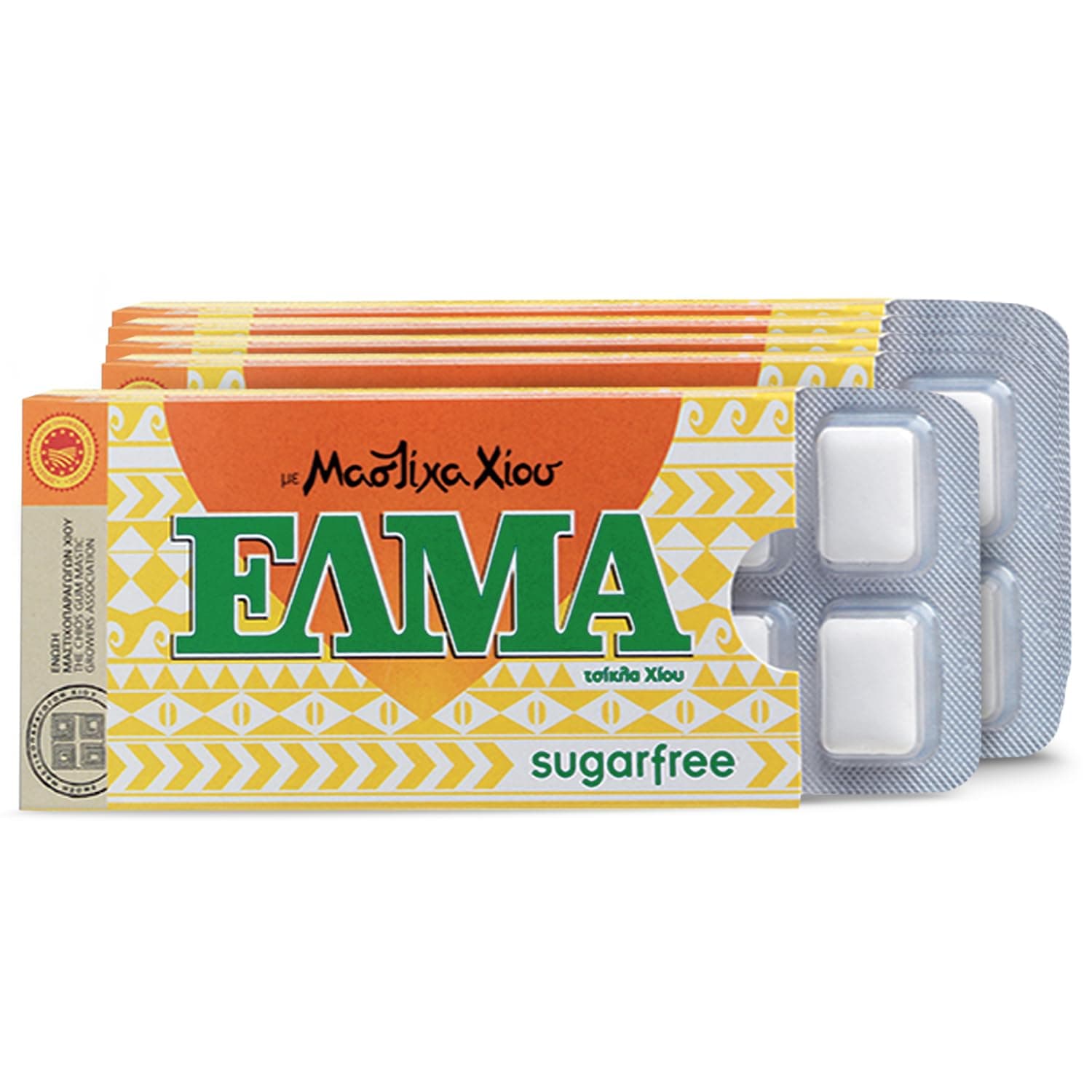 Mastic Gum Chewing Gum ELMA - Chios Greek Gum - Natural Oral Hygiene - Sugar Free - Menthol Taste with Xylitol | GMO & Gluten Free - 5x10 Gums