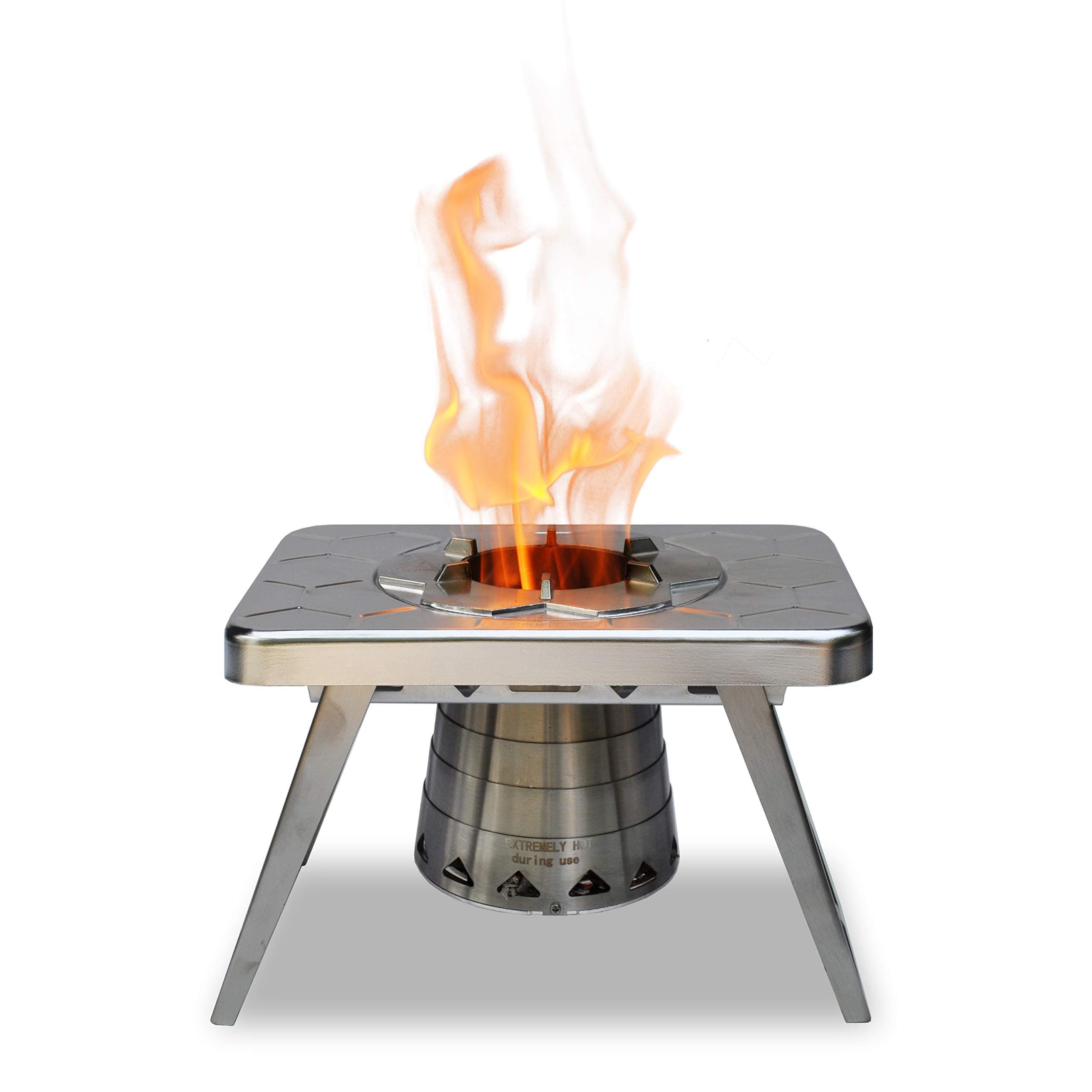 nCamp - Multi-Fuel Portable Camping Stove, Portable Gas Stove, Portable Wood Stove, Single Burner Propane Stove, Lightweight w/Collapsible Combustion Chamber (Stove Only). Mini-Stove, Compact Stove