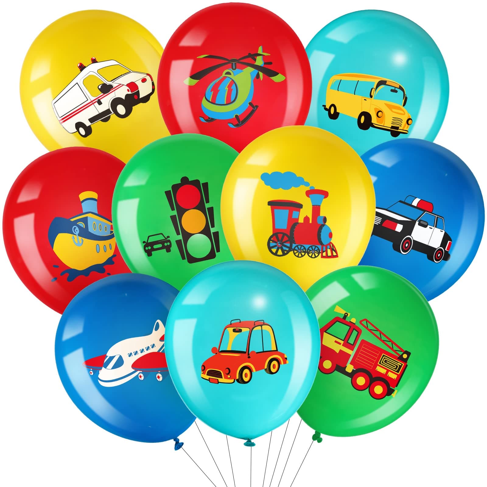 40 Pack Transportation Party Balloons Decorations Traffic Latex Balloons Vehicle Transport Party Supplies for Birthday Decoration