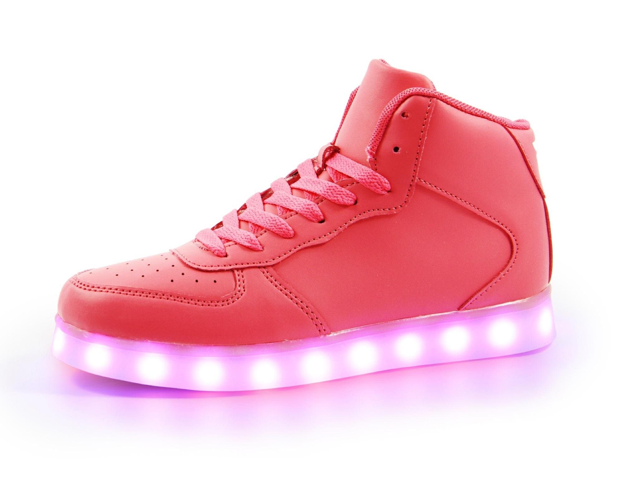 FLASHKICKS Jump - Premium Kids LED Shoes Bright Light Up Sneakers High Top, Unisex (2 US M Little Kid, Pink)