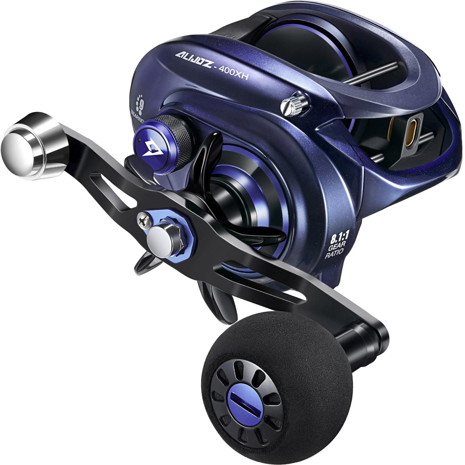 Piscifun Alijoz 400 Baitcaster Fishing Reel, 38Lbs Max Drag Aluminum Alloy Frame Baitcasting Reel, Available in 6.6:1/8.1:1 Gear Ratio, Freshwater and Saltwater Low Profile Casting Reel for Musky
