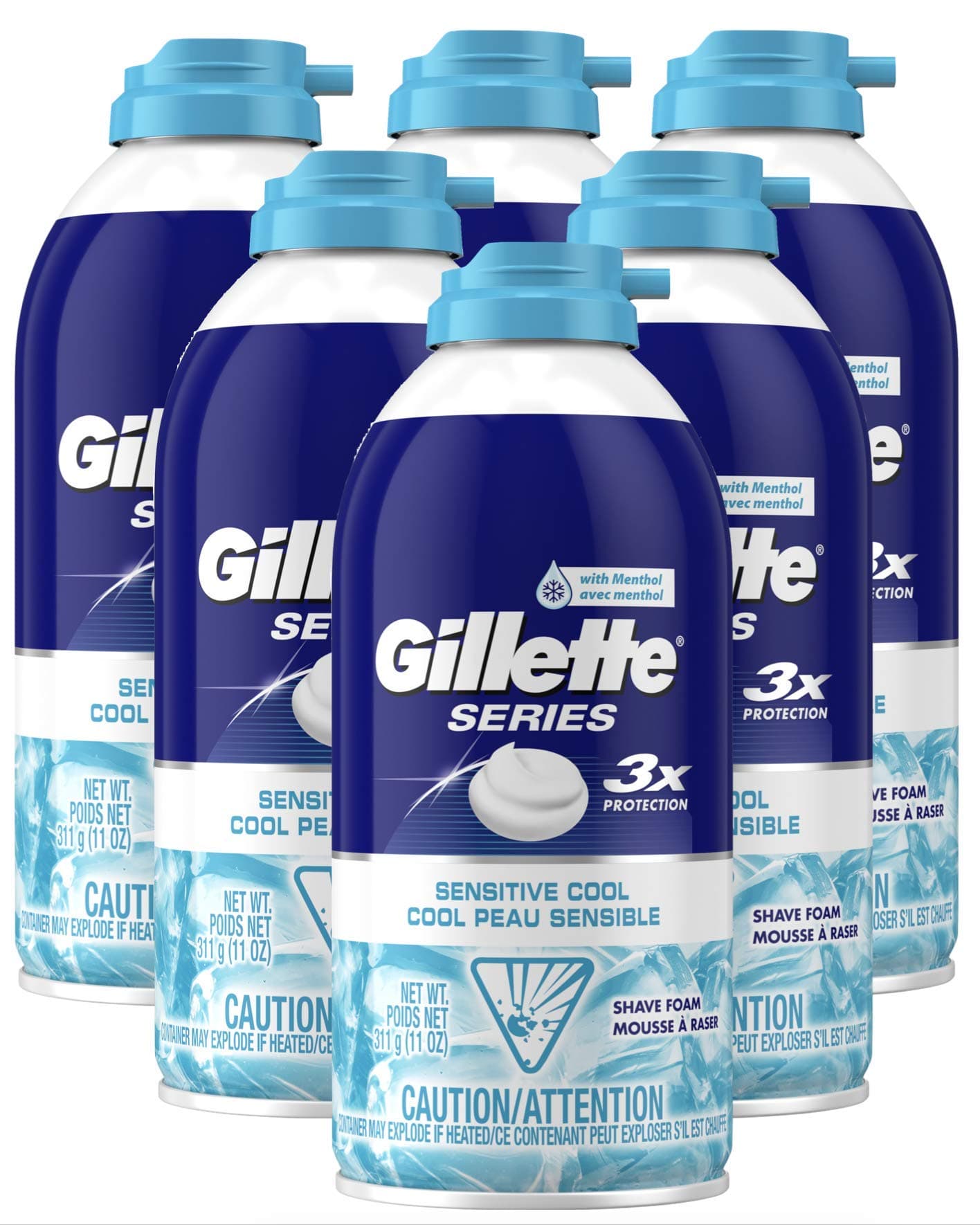 GilletteSeries Sensitive Cool Shaving Foam, 11 oz. (Pack of 6)