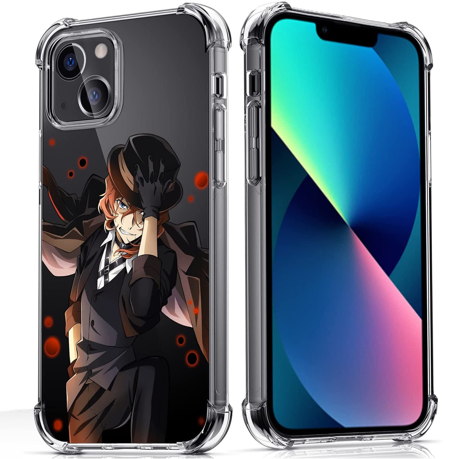 Compatible iPhone 13 PRO MAX Case Anime Hinata Shoyo Tobio Kageyama Bungo Stray Dogs Nakahara Chuuya Design, 6.7 Inch, Transparent TPU Airbag Case with Shockproof Corner(ZZtest568)