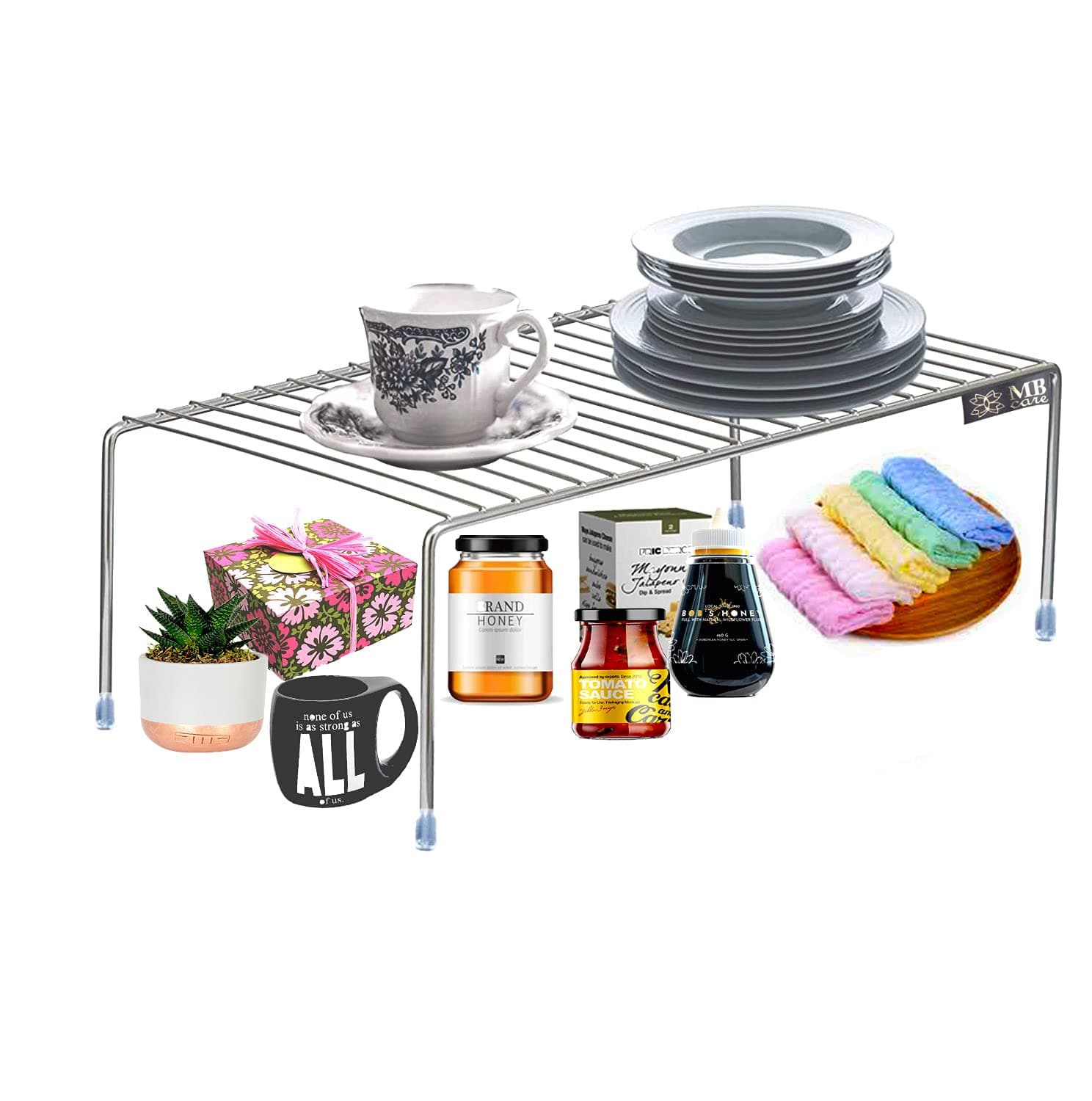 Stainless Steel Utensils Dish Rack, Multipurpose Rustproof Shelf, Storage Shelves, Stand for Home & Kitchen Cabinet, Cupboard & Pantry (LWH-25x18x11 cm)
