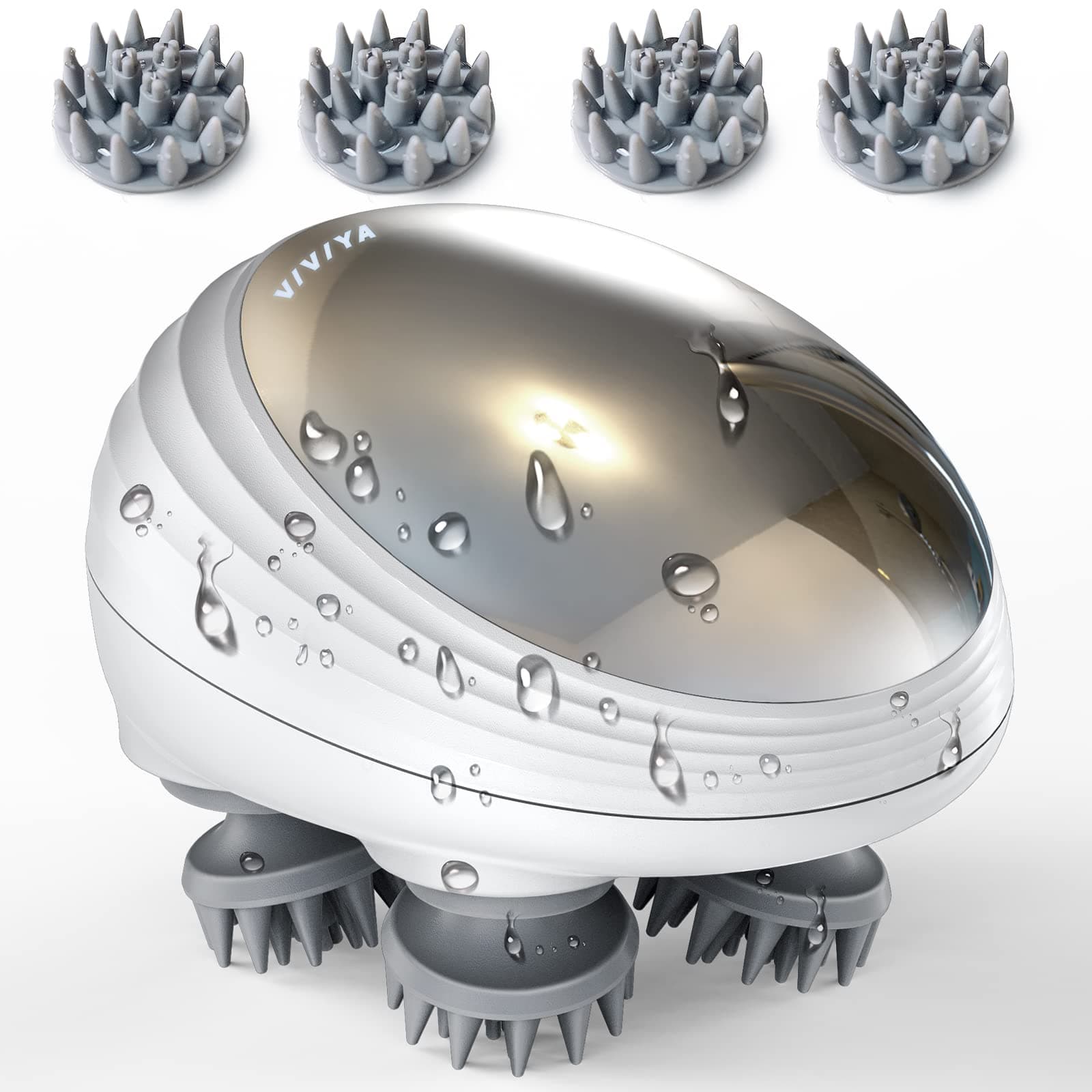 Electric Scalp Massager with LED Light, Waterproof Electric Hair Massager with 8 Massage Claws, Portable Head Massager Scalp Stress Relax, Handheld Hair Scalp Massager for Stress Relief