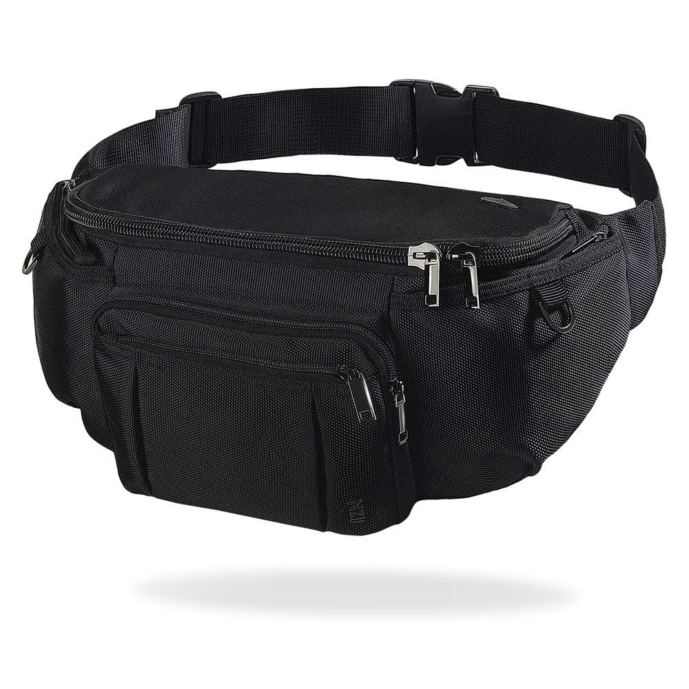 Sports Fanny Pack for Men Women, Outdoor Waist Pack Bag with 6 Zipper Pockets, Super Capacity Bum Bag with Adjustable Belt for Traveling Hiking Cycling Workout Casual