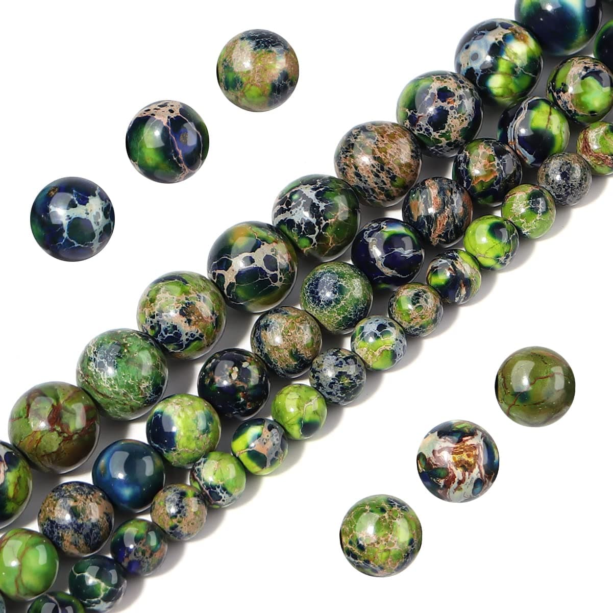 Natural Stone Beads 8mm Yellow Greem Imperial Jasper Polished Round Smooth Gemstone Beads for Jewelry Making Adults 15 Inch(Yellow Green Imperial Jasper,8mm)