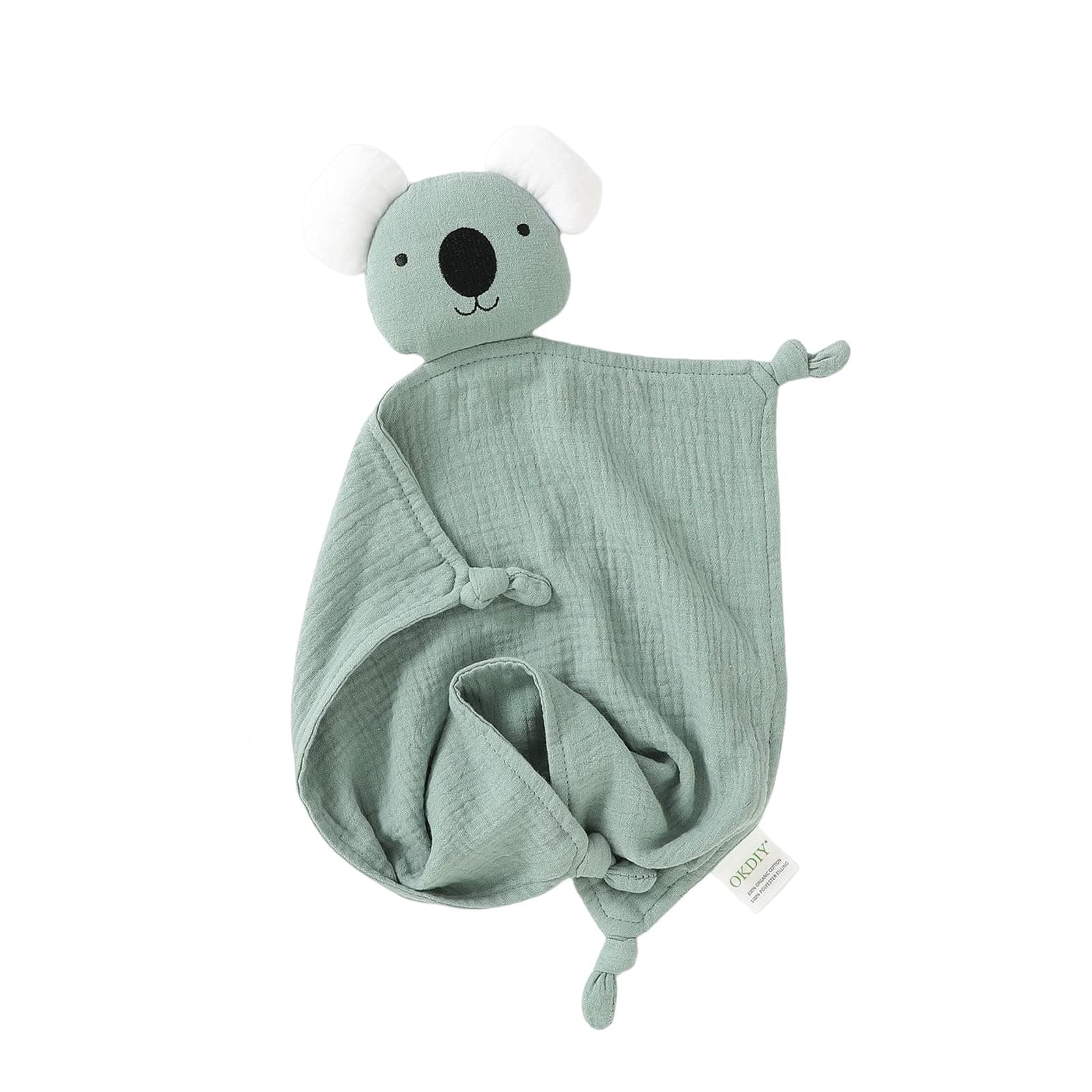 Organic Cotton Bunny Loveys for Babies,Newborn Baby Lovey Security Blanket,Lovies for Babies New Born Baby Unique Neutral Gifts Boys and Girls (Koala-Green)