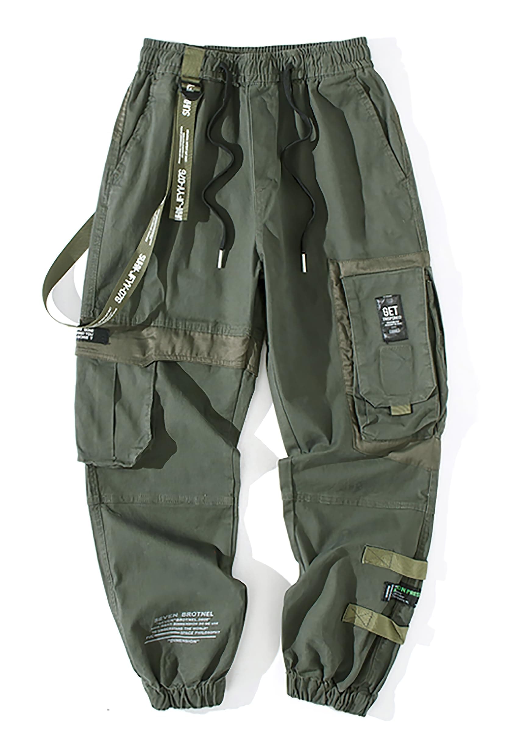 MOKEWENMen's Pockets Tapered Leg Tech Cargo Pants