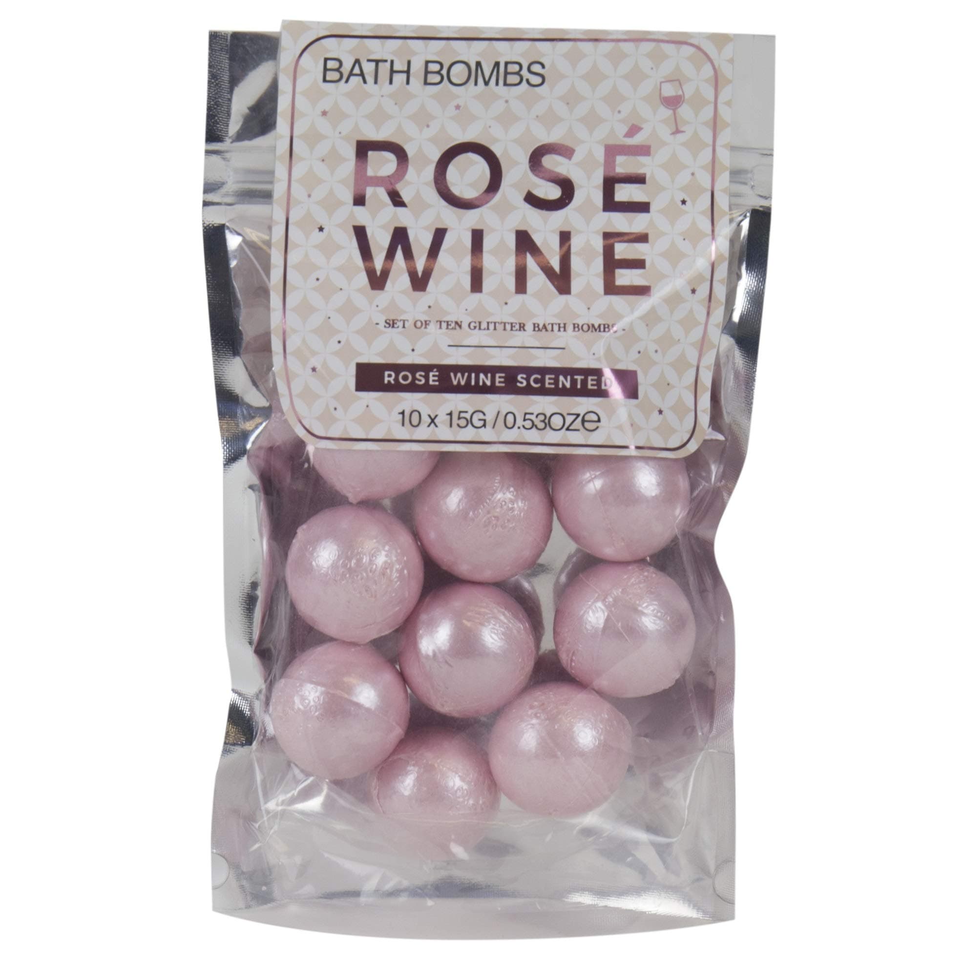Rosé Scented Bath Bombs Pink Sparkly Mini Fizzies Pampering for Women Mother's Day Birthday Teachers Christmas Pack of 10