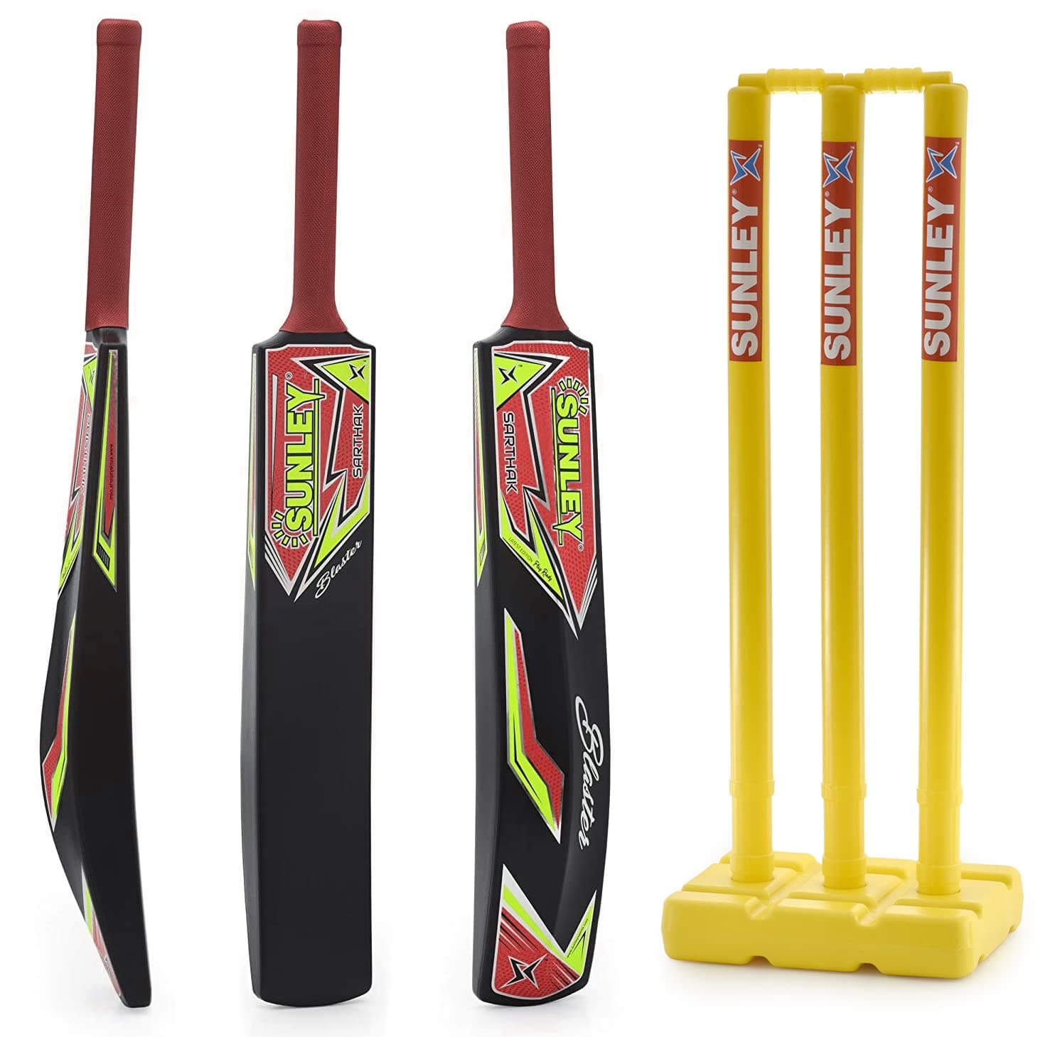 Sunley Plastic bat, Plastic bat Full Size, Plastic bat for Tennis Ball, Plastic Cricket Bat (Plastic bat + Wicket)