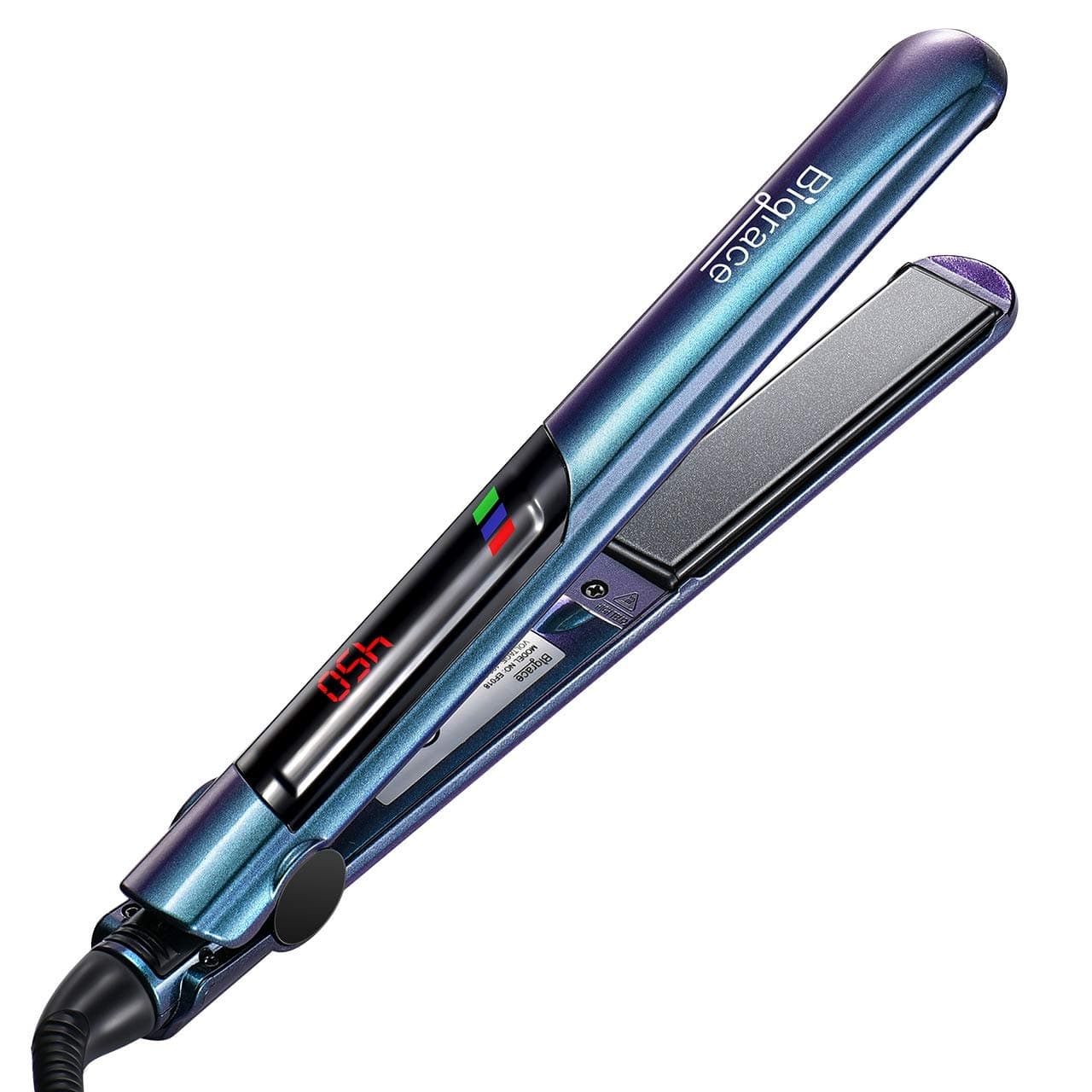 Pro Flat Iron for Hair, Bigrace Hair Straightener Ceramic Tourmaline Ionic Flat Hair Iron Dual Voltage 10S Instant Heat Staighten Irons (11 Adjustable Temp, LCD, Chameleon, Incl 1Glove, 2 Hair Clips)