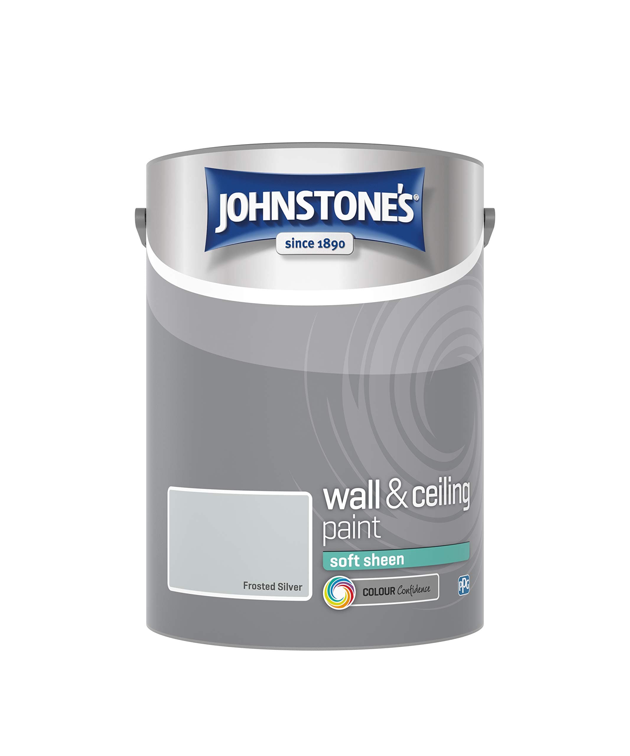 Johnstone's - Wall and Ceiling Paint Soft Sheen - Interior Paint - Satin Finish - Suitable for Interior Walls and Ceilings - Frosted Silver - 5 L