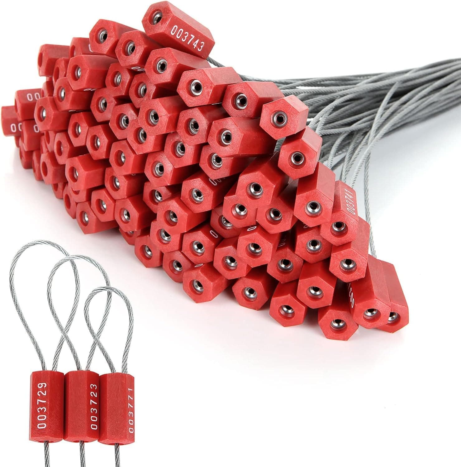 12" Red Cable Seals - 25 Pack Pull-Tight Wire Seals for Tanker Trucks