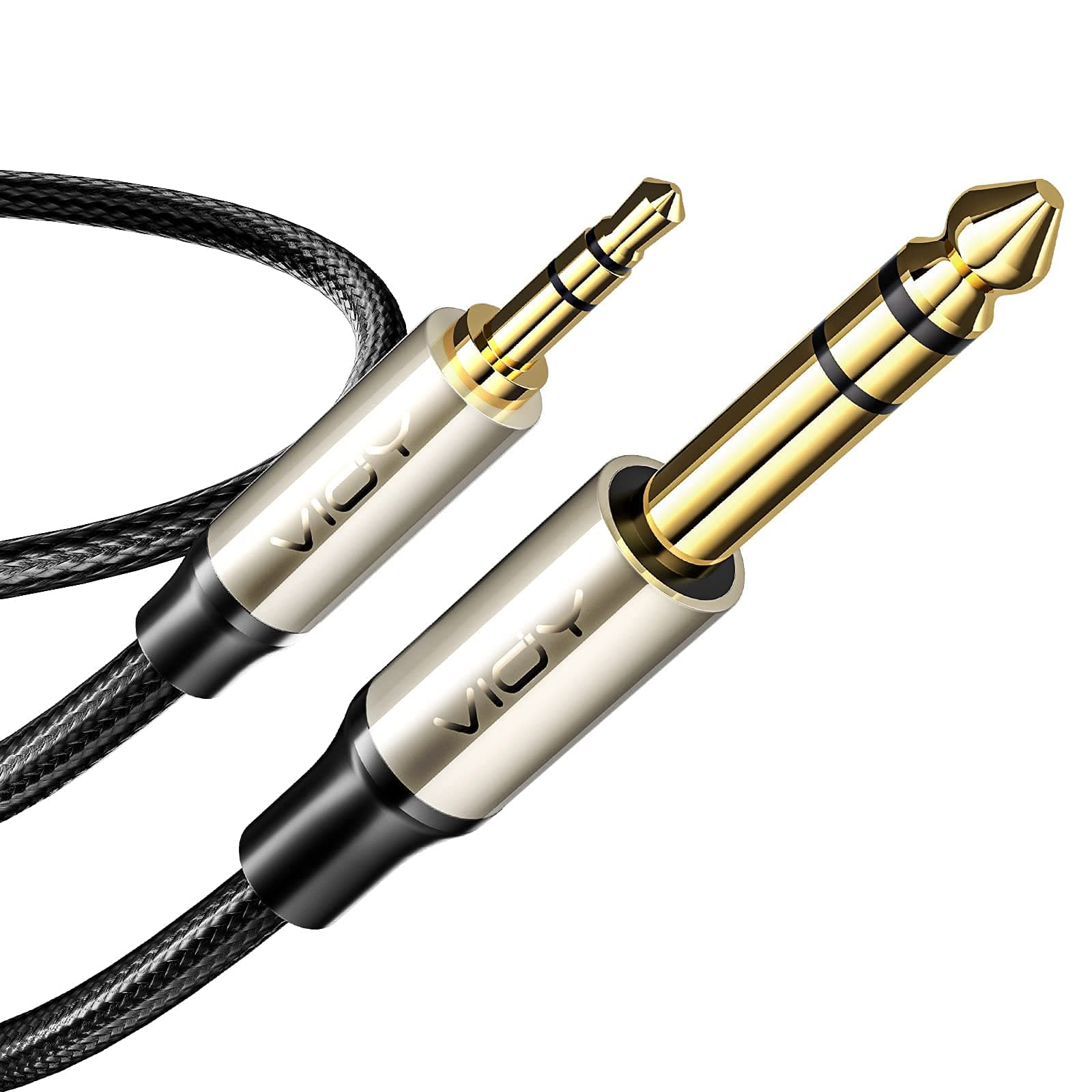 VIOY 5ft 3.5mm to 6.35mm TRS Stereo Audio Jack Cable, Compatible with Smartphone, Tablet, Headphone, Amplifier, Speaker
