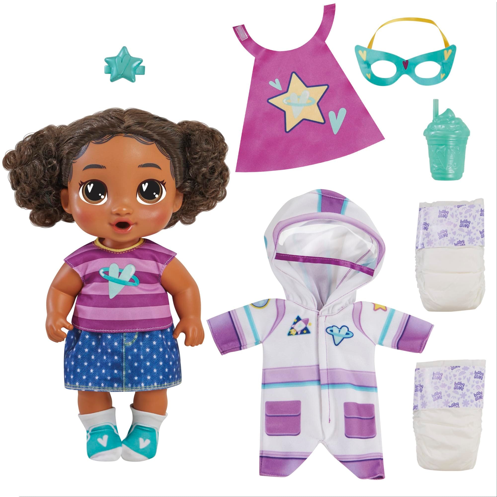 Baby Alive Super BFF Tilly Tinker Black Hair Dress Up Baby Doll Playset, 11 Inches, Toys for 3 Year Old Girls & Boys & Up (Amazon Exclusive)