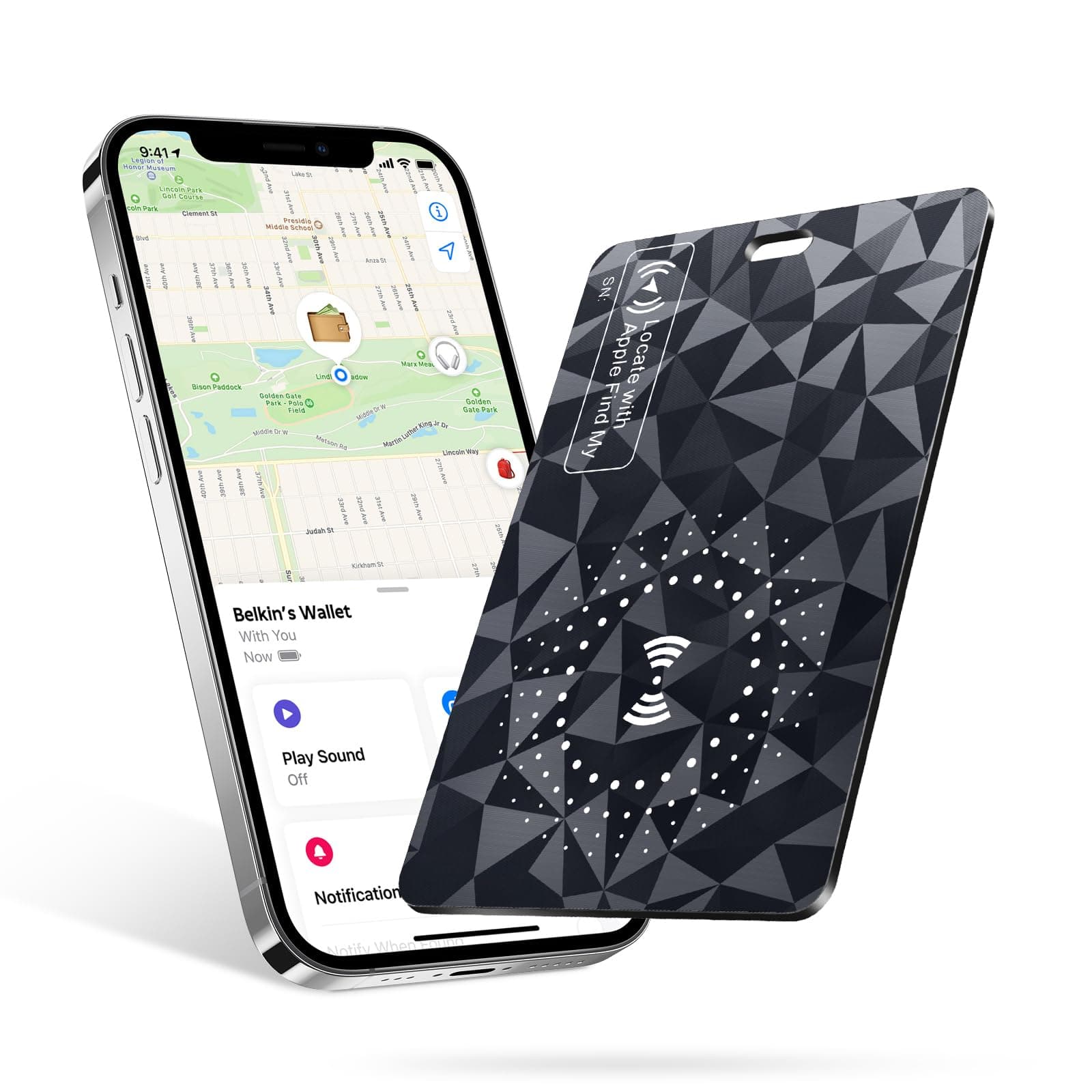 Ucard Wallet Tracker Card, Thin Bluetooth Tracker, Works with Apple Find My (iOS Only), Rechargeable, Wallet Finder and Item Locator, Luggage Tags and More(Diamond Shimmer)