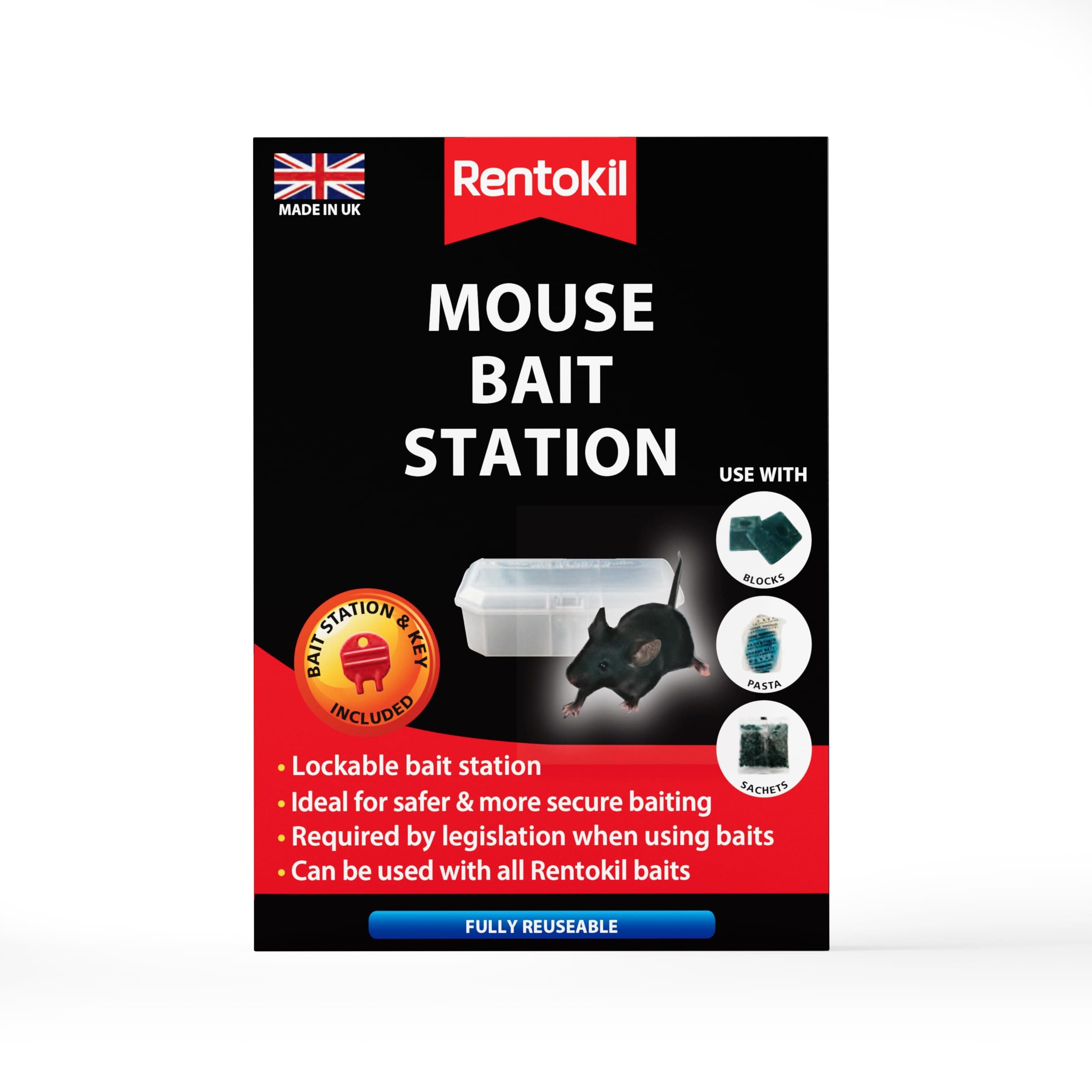 Rentokil FBSM01 Mouse Bait Station, Black, 14.6x10.5x4.8 cm