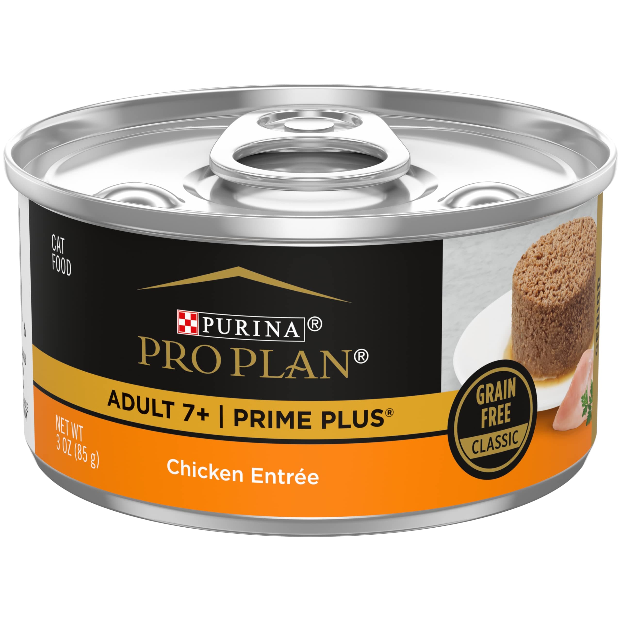 Grain Free Senior Wet Cat Food Pate, SENIOR Adult 7+ Prime Plus Chicken Entree - (24) 3 oz. Pull-Top Cans