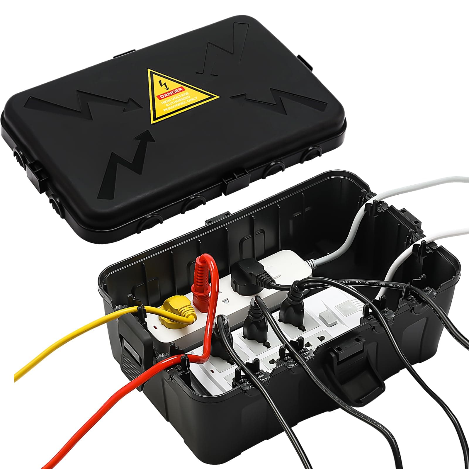 Hrensaw Large Outdoor Electrical Box Waterproof(12.6x8.7x5.1inch),IP54 Waterproof Outdoor Outlet Covers,Weatherproof Extension Cord Covers Protect Outlet,Plug,Timer,Power Strip,Holiday Light,Black
