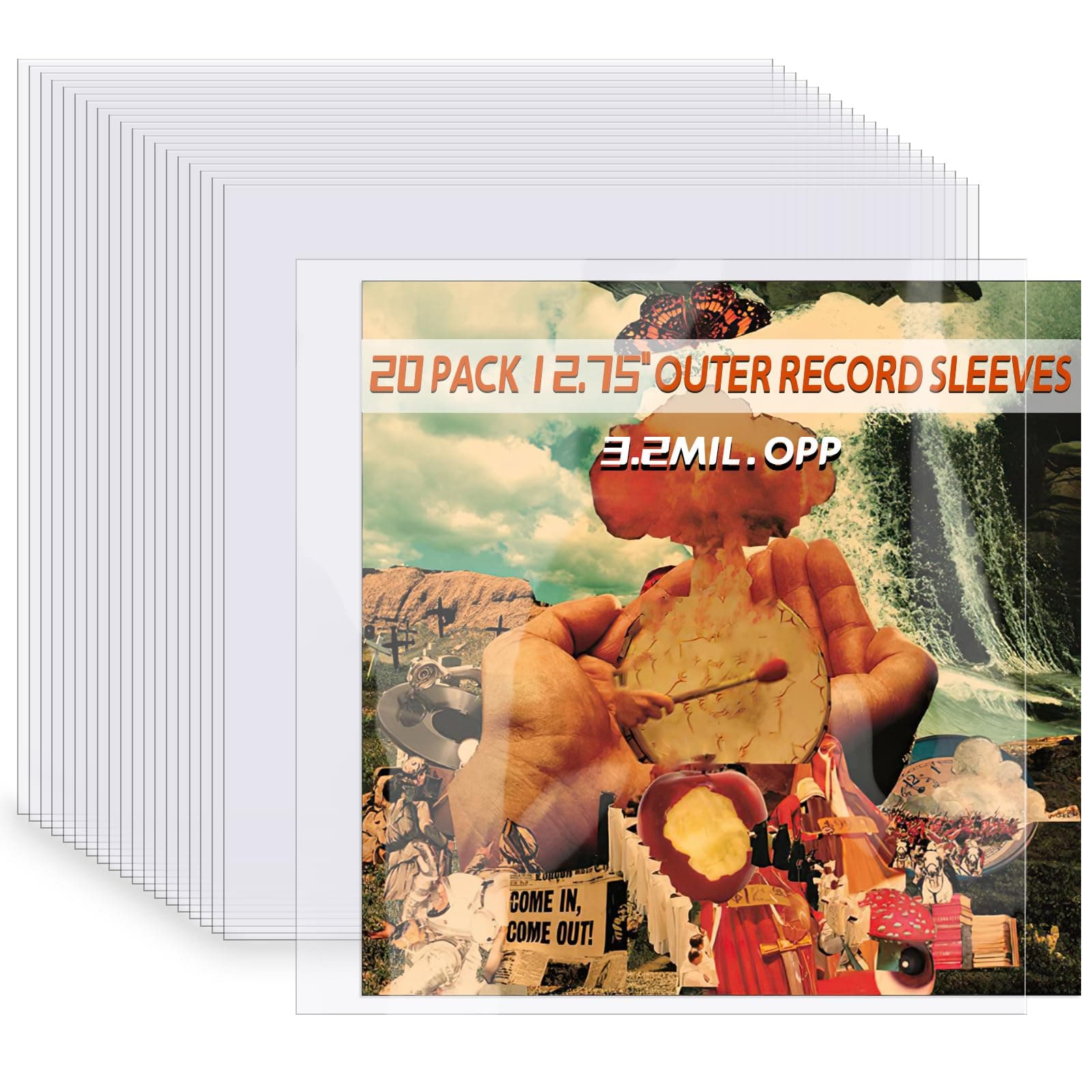 Record Sleeves for Vinyl Record, 20 Clear Plastic Outer, 12.75" x 12.5", 4.7 Mil Vinyl Album Covers Protection