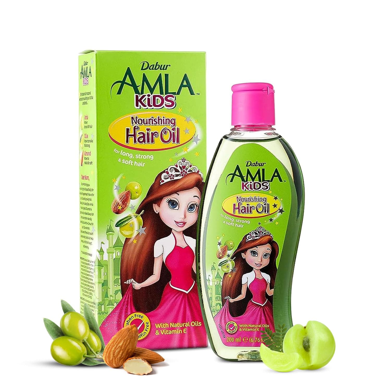Dabur Amla Hair Oil for Kids, Nourishing Oil with Olive & Almond Extracts, Strengthens, Softens & Conditions, Gentle Care for All Hair Types, Ideal Daily Hair Oil for Children, 200ml