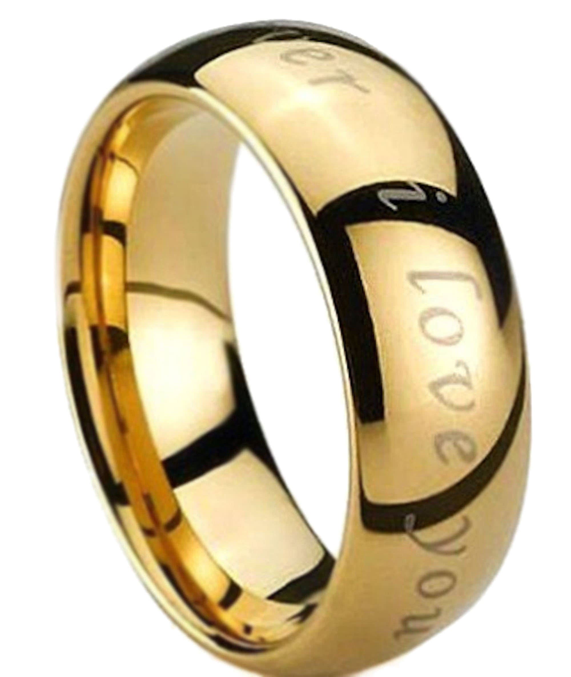 TUNGSTENTungsten Engraved with I Love You Gold GP Tungsten Carbide Wedding Engagement Band Ring