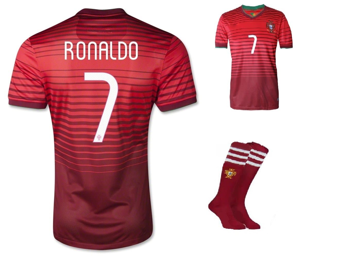 #7 Ronaldo Portugal National Kid's Home Jersey (Youth L (for age 10-12))