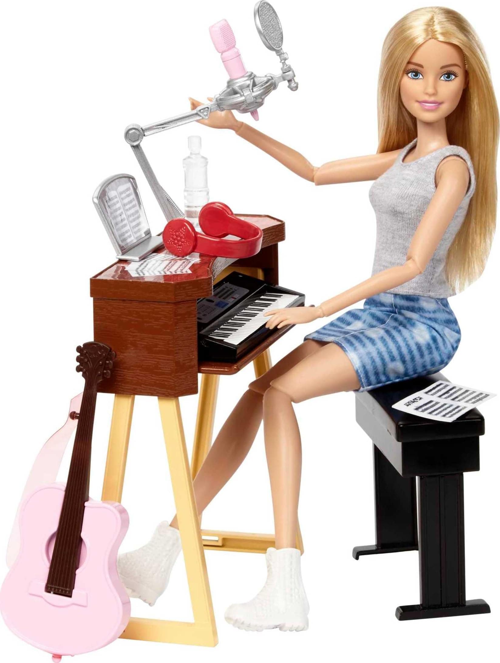 Barbie Careers Playset, Blonde Musician Doll with Removable Outfit & Accessories Including Guitar, Keyboard, Mics & More
