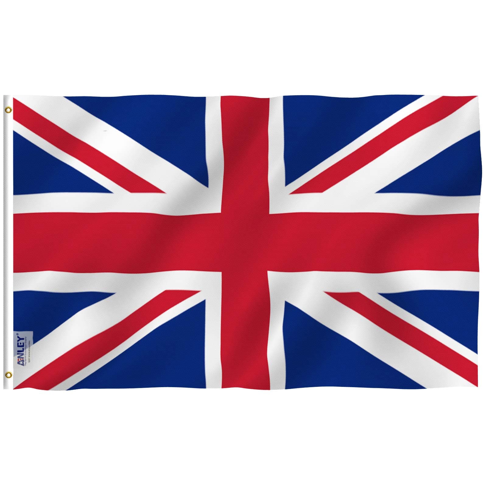 Anley Fly Breeze 3x5 Foot United Kingdom UK Flag - Vivid Color and Fade proof - Canvas Header and Double Stitched - British National Flags Polyester with Brass Grommets 3 X 5 Ft
