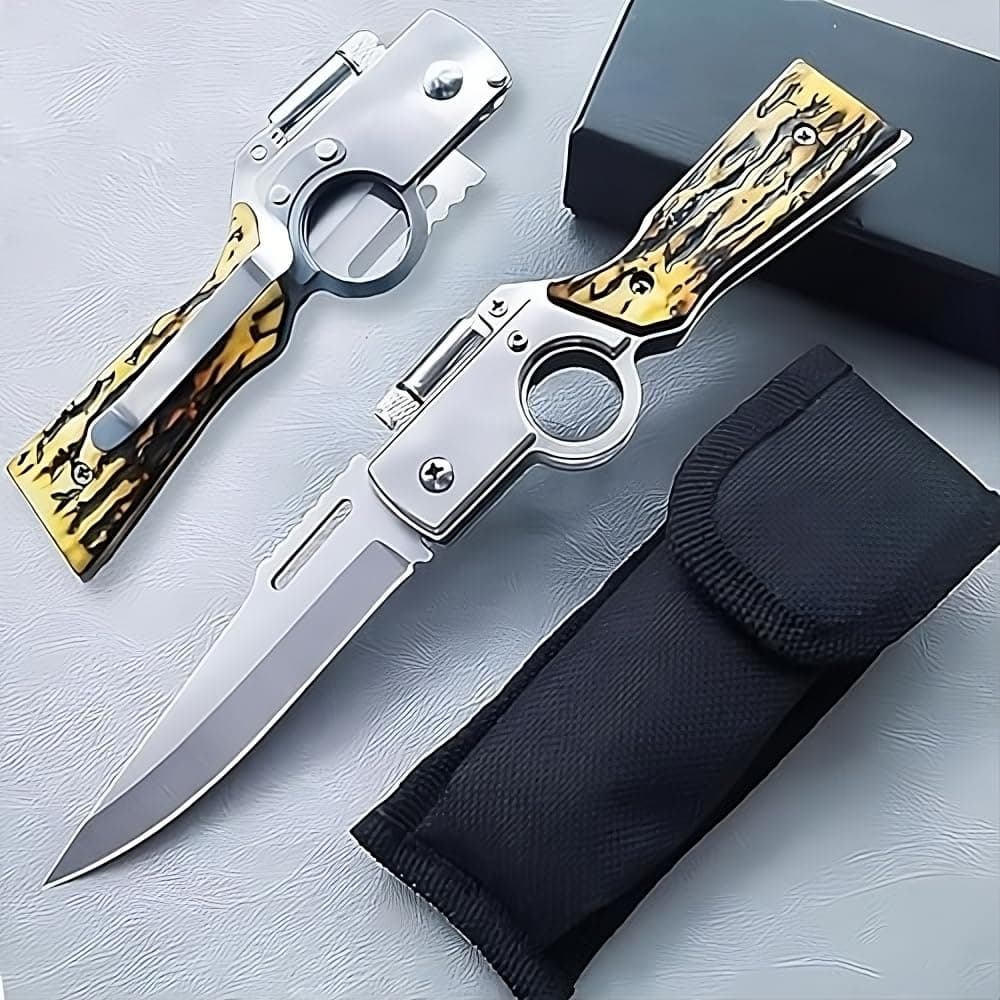 10 inch AK47 Flipper Pocket Knife, AK47 Pocket Folding Knife, Tactical Knife for Camping Hunting Survival Outdoor Activities Mens Gift-Ideal for Hiking, Fishing, Emergency, EDC Tactical Tool Knife