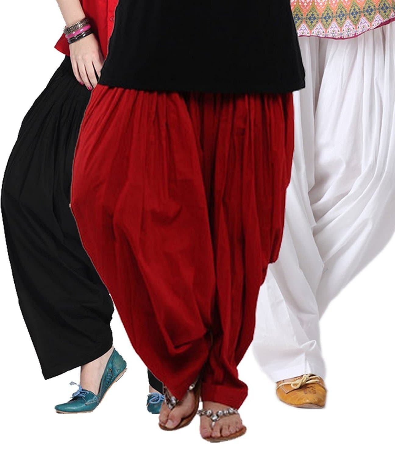 Women's Loose Fit Mid Rise Cotton Patiala Pants (kris-patiala-3_black_40)