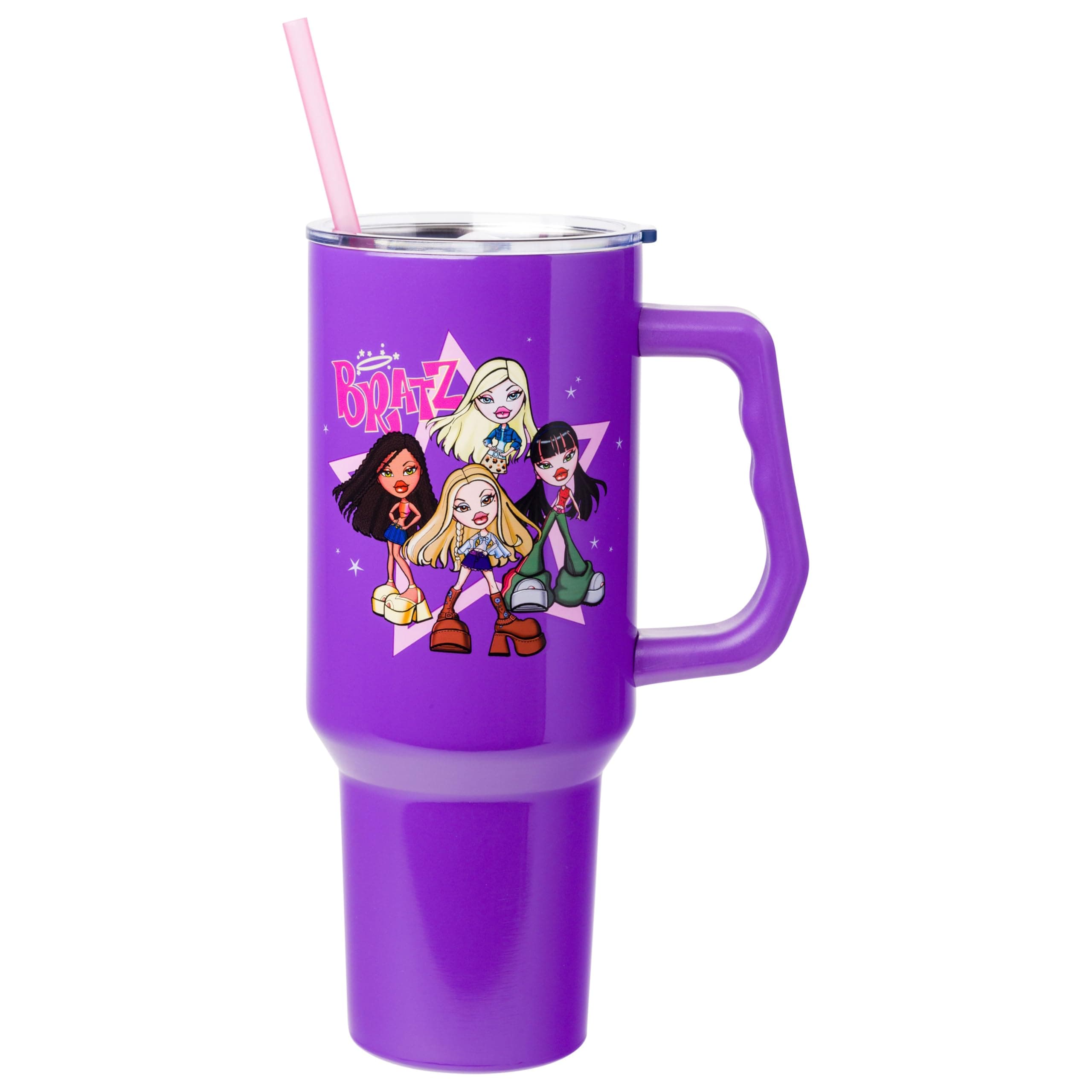 Bratz Core Group Stars Stainless Steel Tumbler w Handle, 40 Ounces