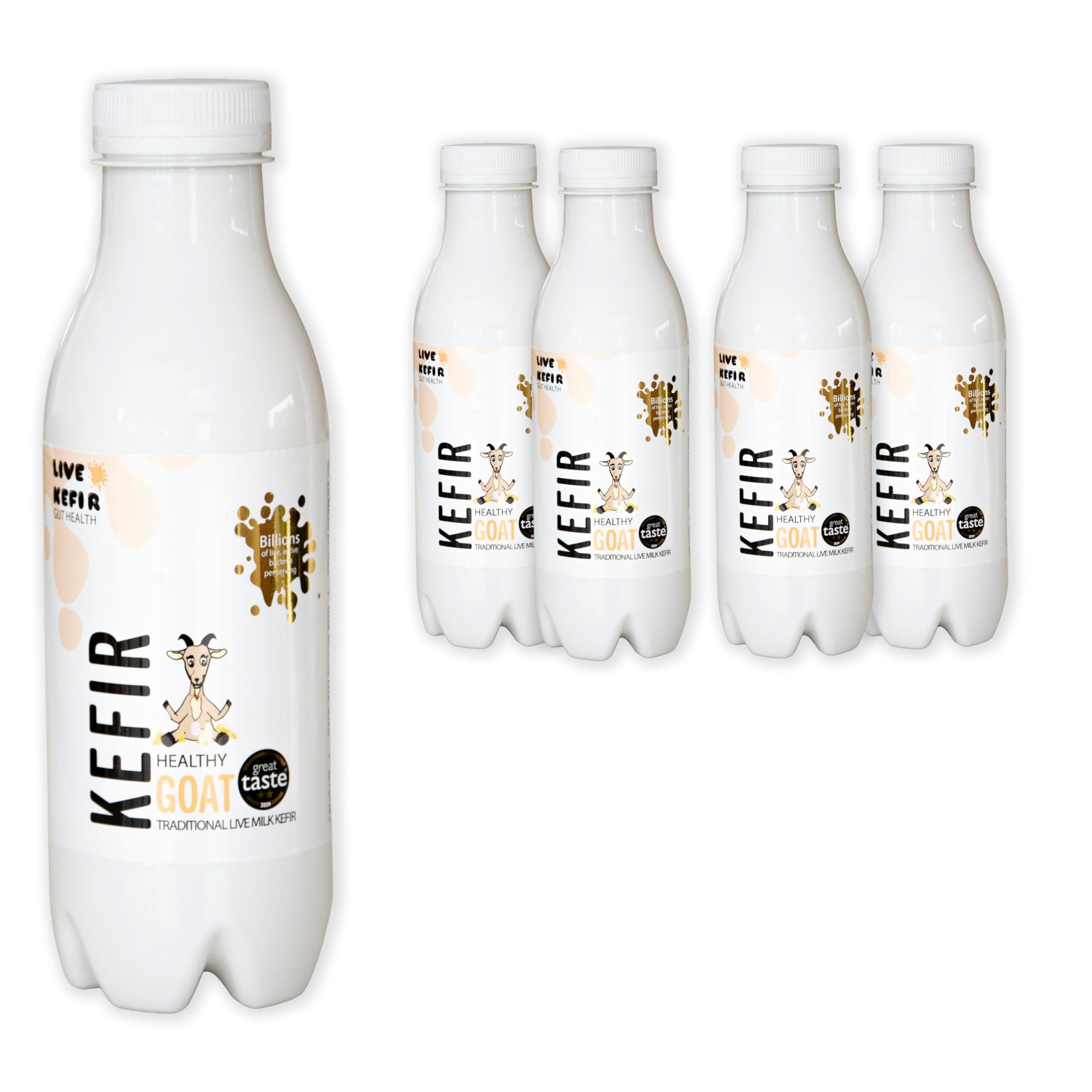 Live Kefir Gut Health, Healthy Goat Probiotic Kefir Milk Drink. Traditional, Naturally Made from Authentic Kefir Grains. Live Cultures, No Additives or Added Sugars. 4 x 500ml