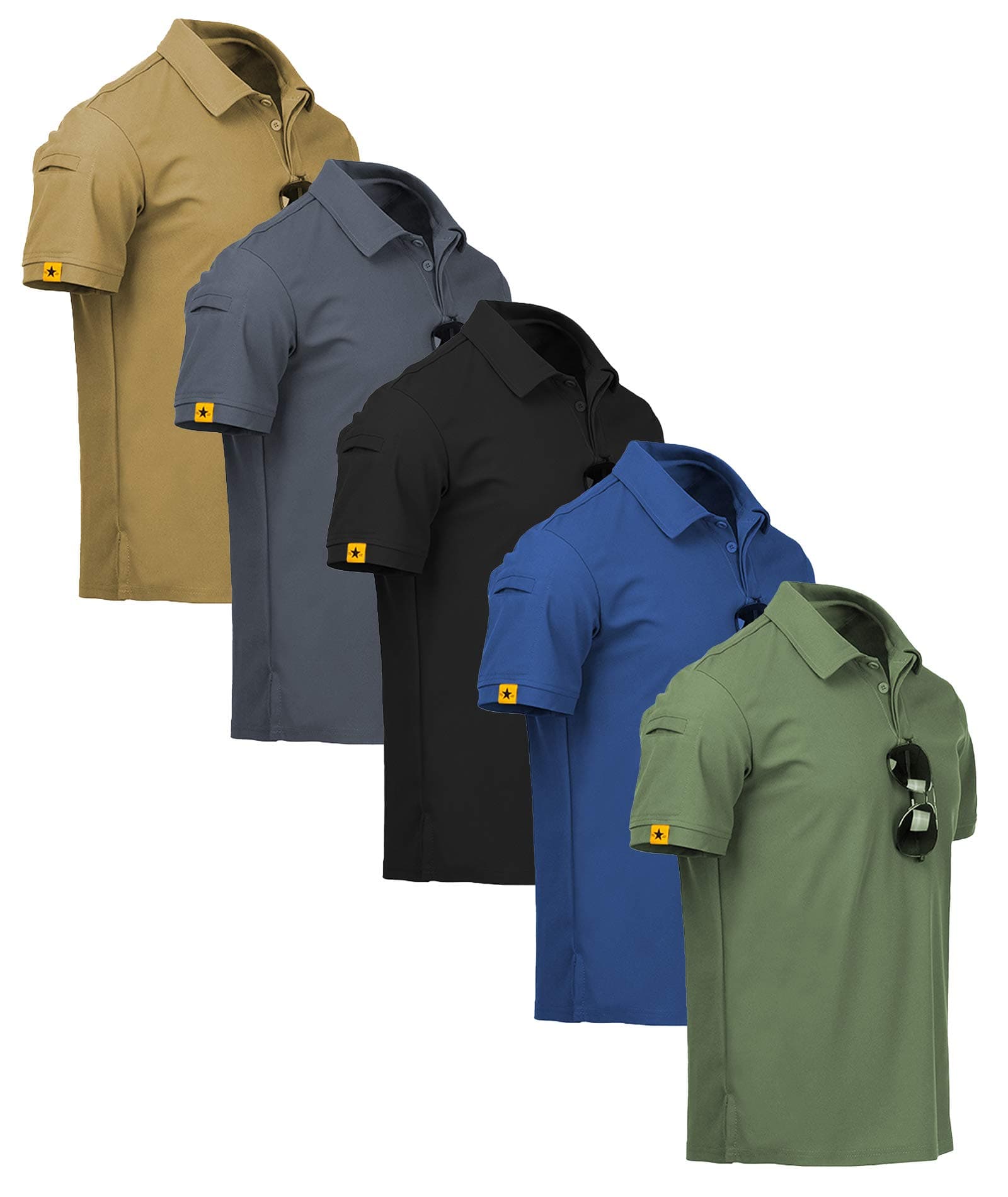 5 Pack Mens Polo Shirt Short Sleeve Sports Golf Tennis T-Shirt Moisture-Wicking Summer Shirts