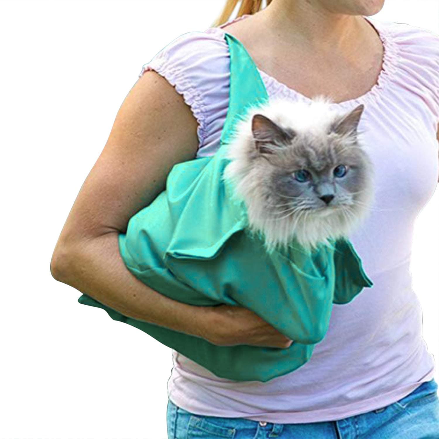 Pet Dog Cat Carrier Sling Hands Free Puppy Outdoor Travel Bag Portable Pet Shoulder Bag Nail Clipping Cleaning Grooming Bag, Washable and Foldable,Fit Below 18lb Cats&Dogs (Green)